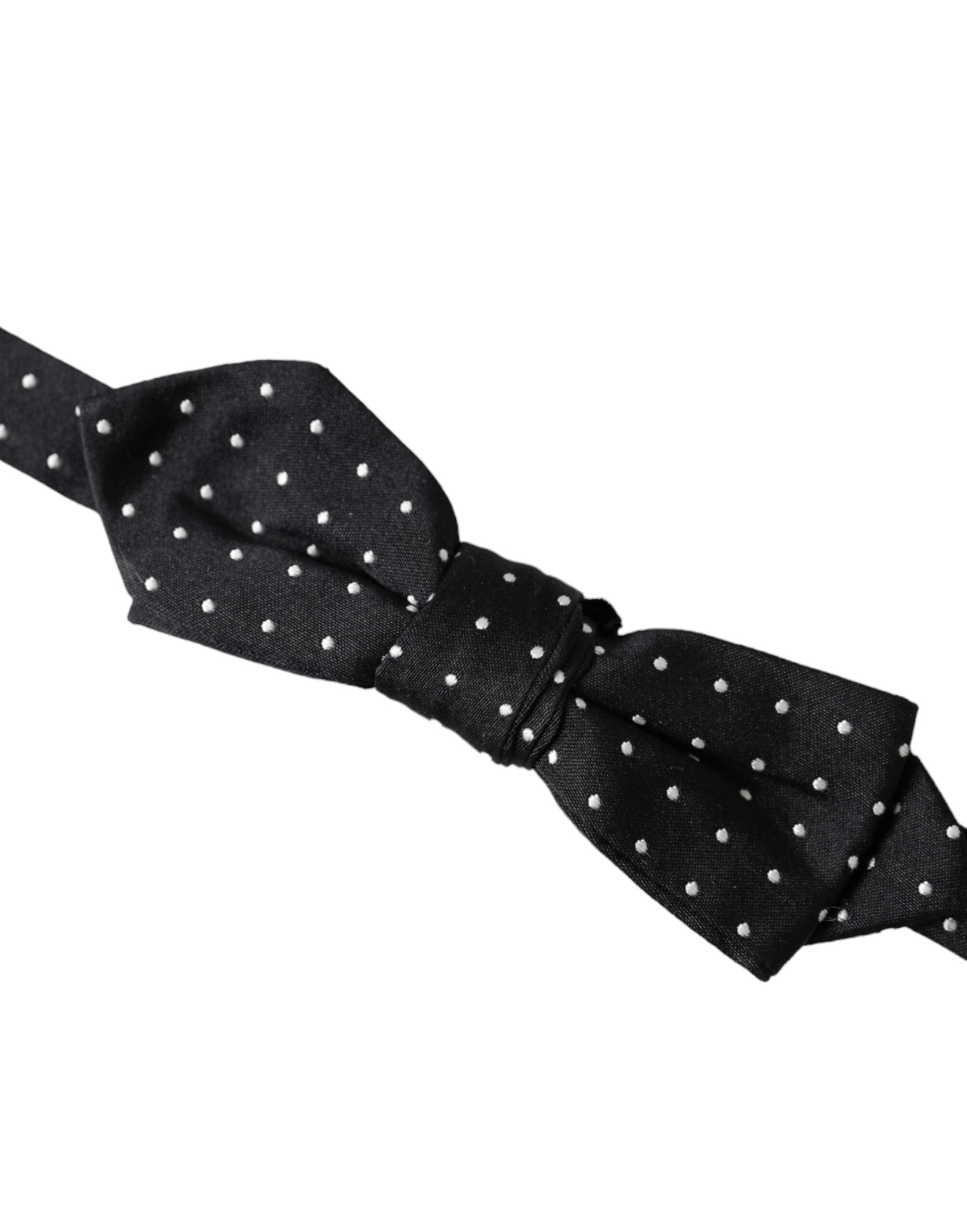Dolce &amp; Gabbana – Schwarze Seidenfliege mit Punkten und verstellbarem Halsausschnitt – Papillon