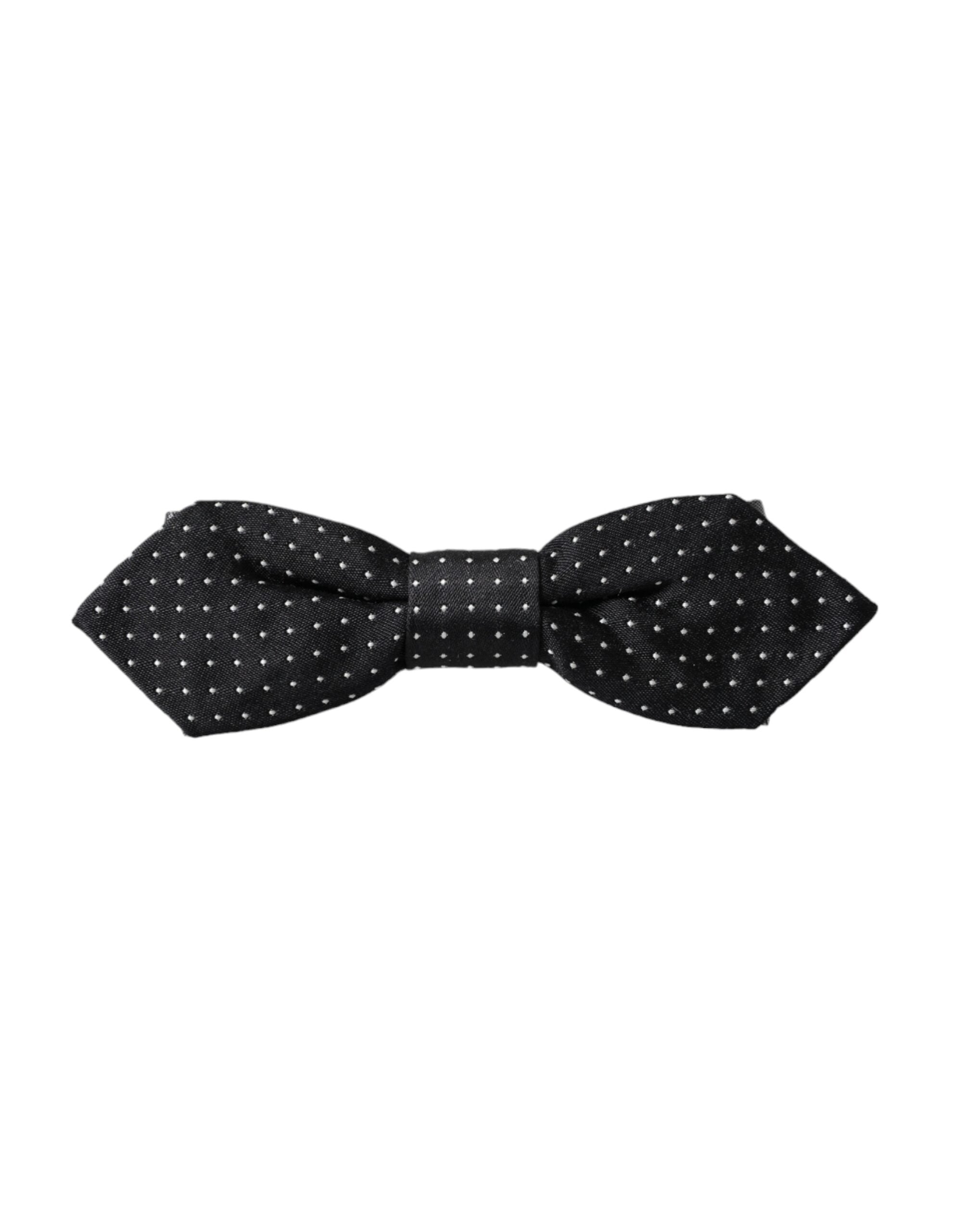 Dolce &amp; Gabbana – Schwarze Seidenfliege mit Punkten und verstellbarem Halsausschnitt – Papillon