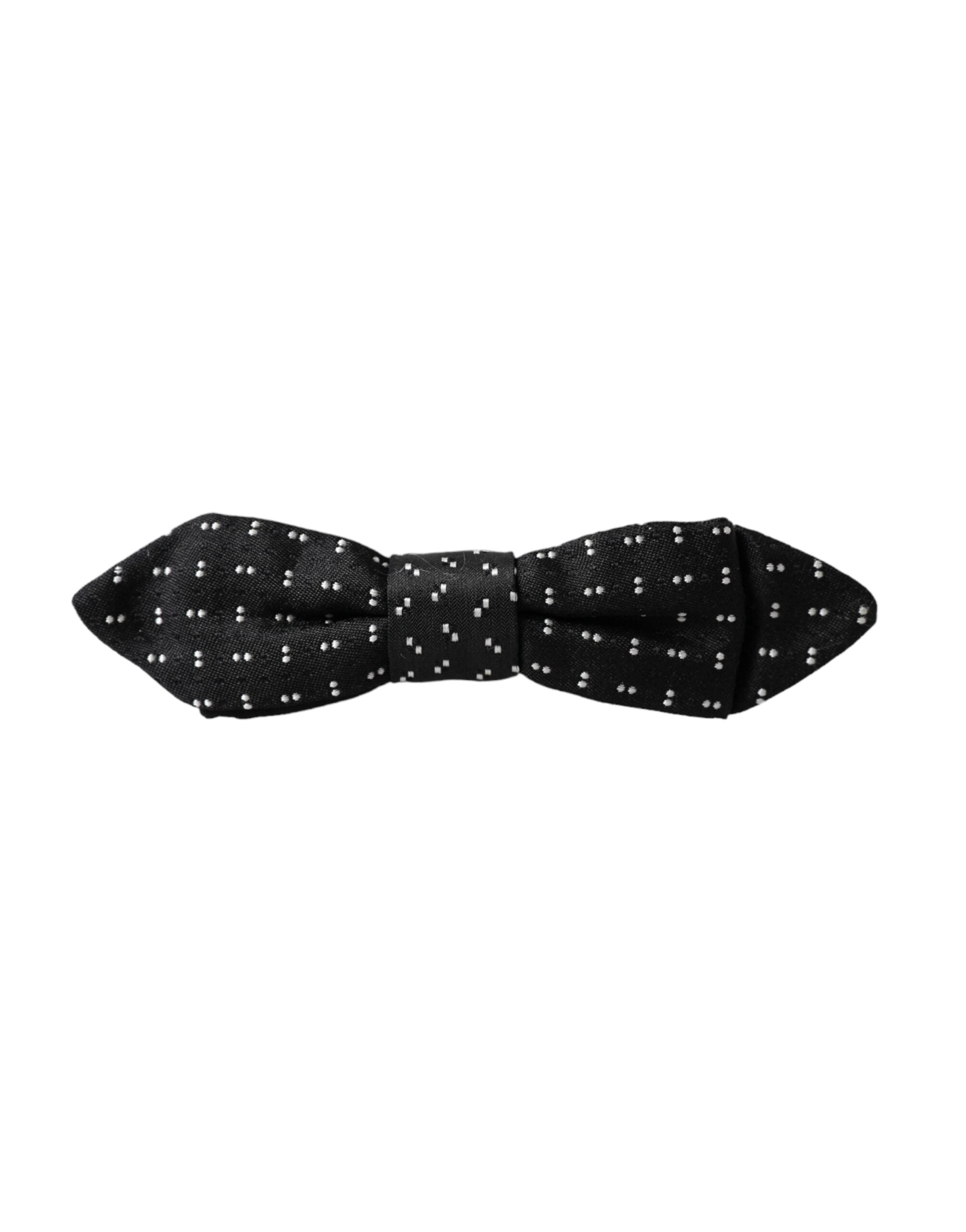 Dolce &amp; Gabbana – Schwarze, gemusterte Papillon-Fliege aus Seide mit verstellbarem Hals