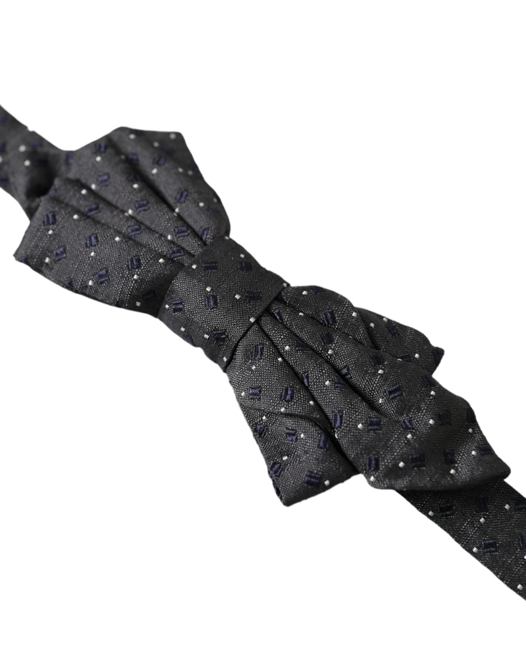 Dolce &amp; Gabbana – Schwarze, gemusterte Papillon-Fliege aus Seide mit verstellbarem Hals