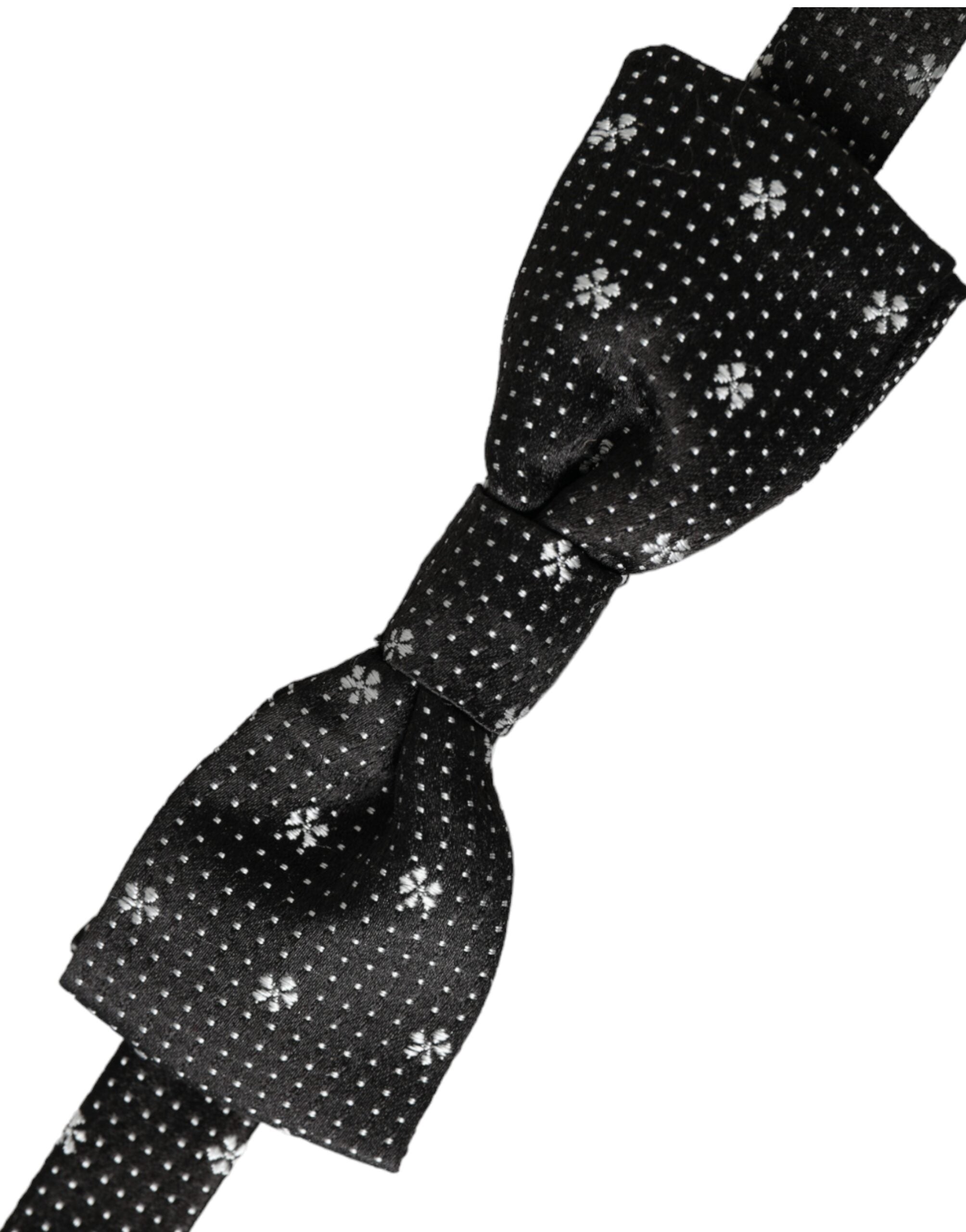 Dolce &amp; Gabbana Schwarze Seidenfliege mit Blumenmuster und verstellbarem Halsausschnitt für Herren, Papillon