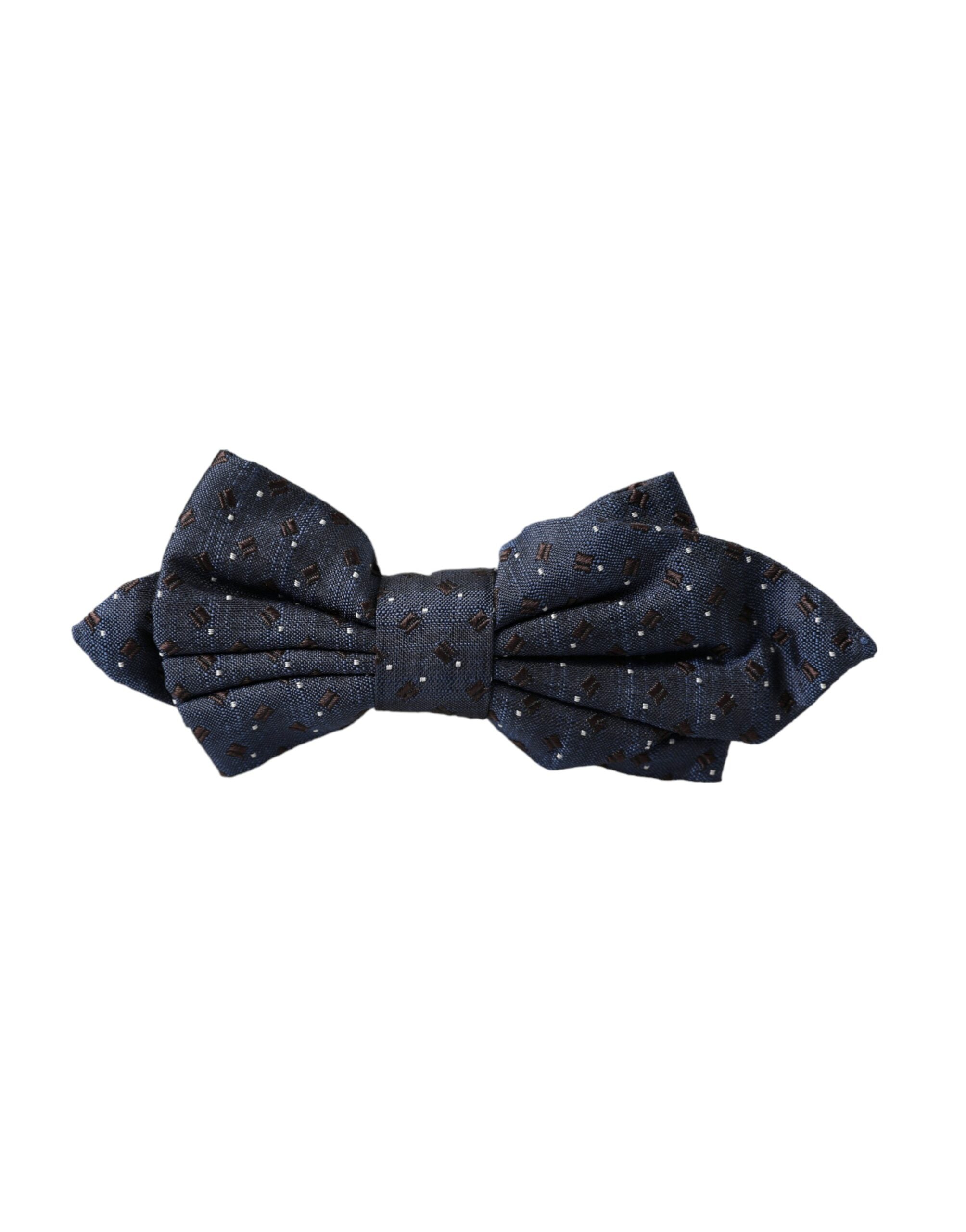 Dolce &amp; Gabbana Marineblaue, gemusterte, verstellbare Papillon-Fliege für Herren aus Seide
