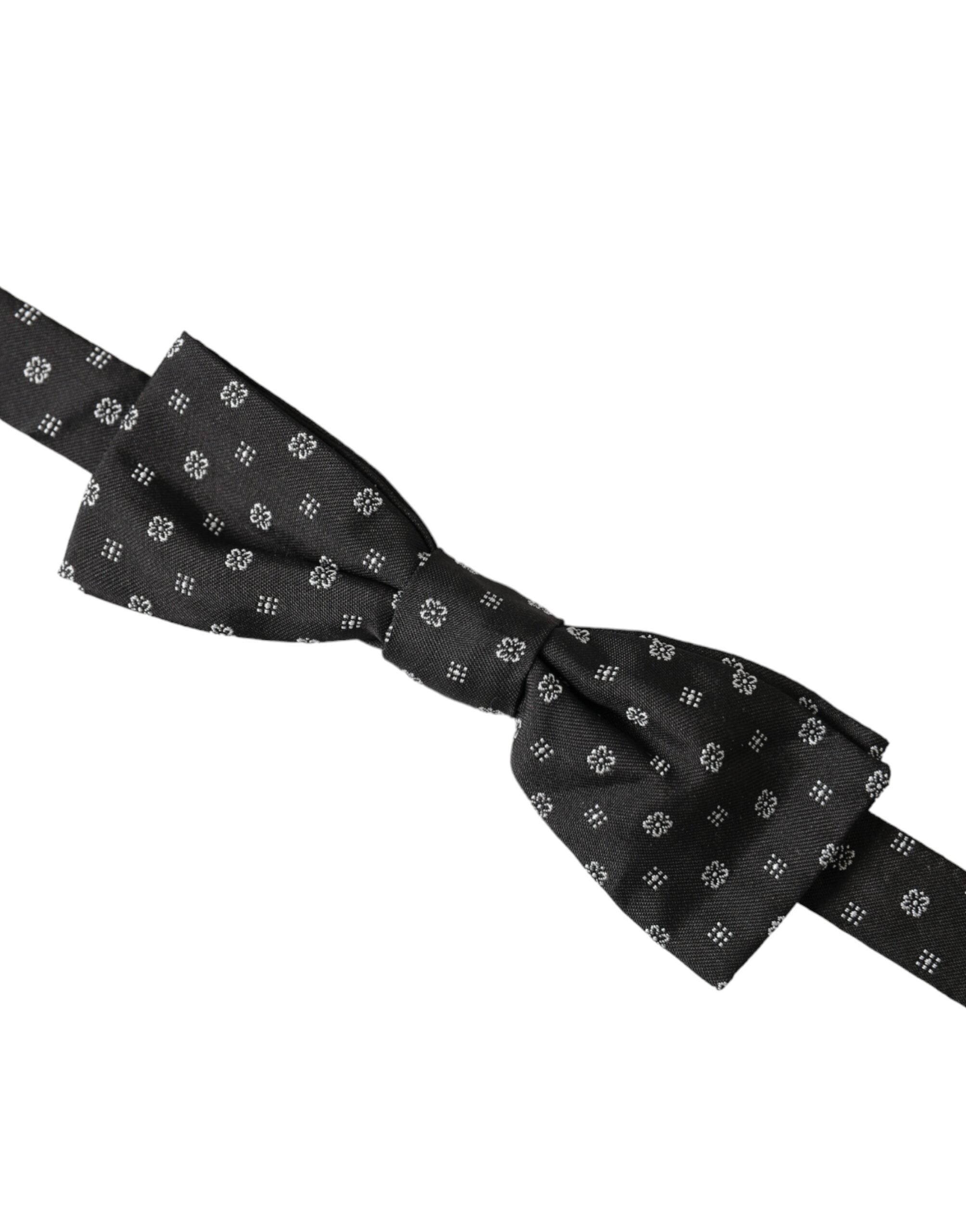Dolce &amp; Gabbana Schwarze Seiden-Fantasie-Fliege mit verstellbarem Halsausschnitt für Herren Papillon