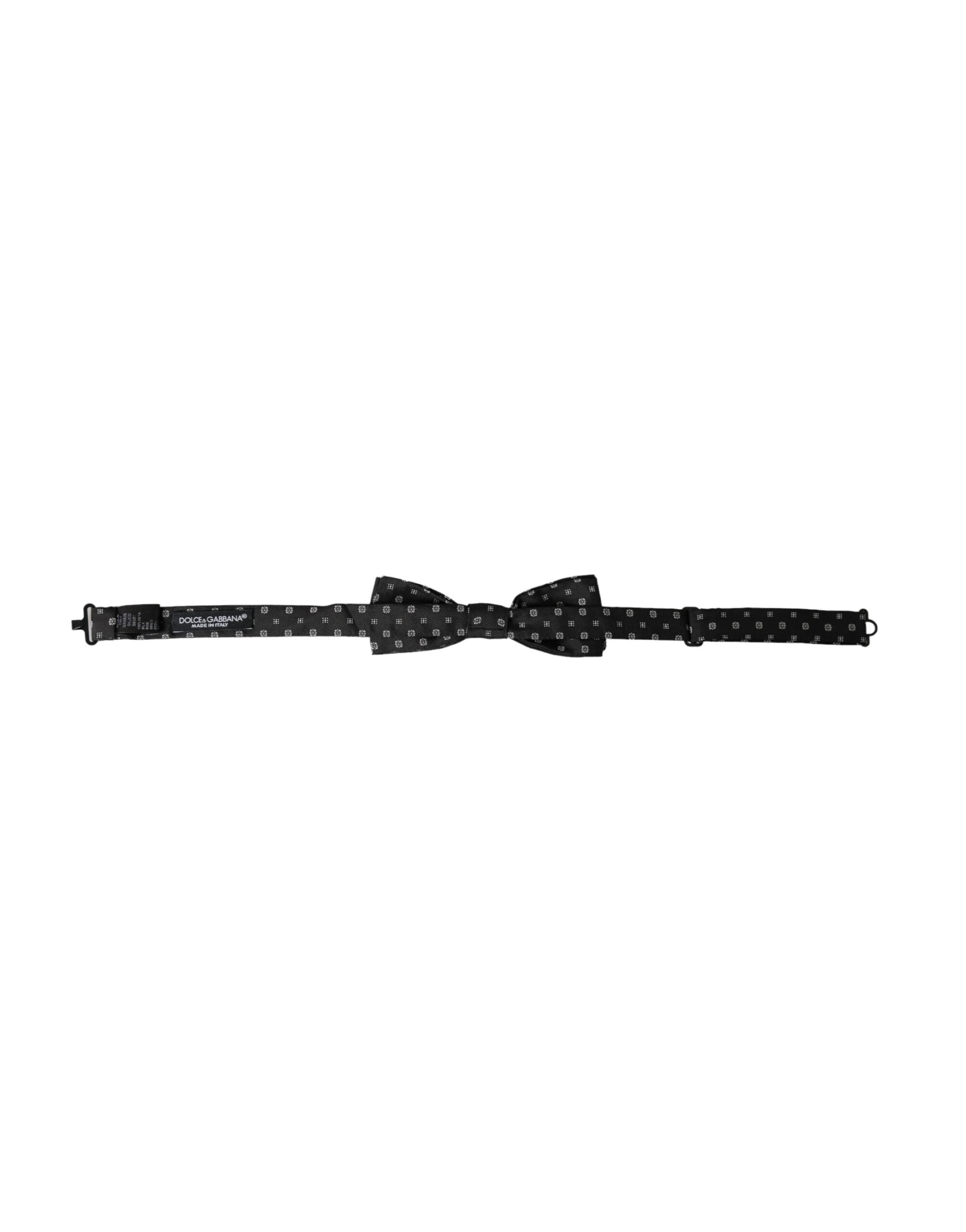 Dolce &amp; Gabbana Schwarze Seiden-Fantasie-Fliege mit verstellbarem Halsausschnitt für Herren Papillon
