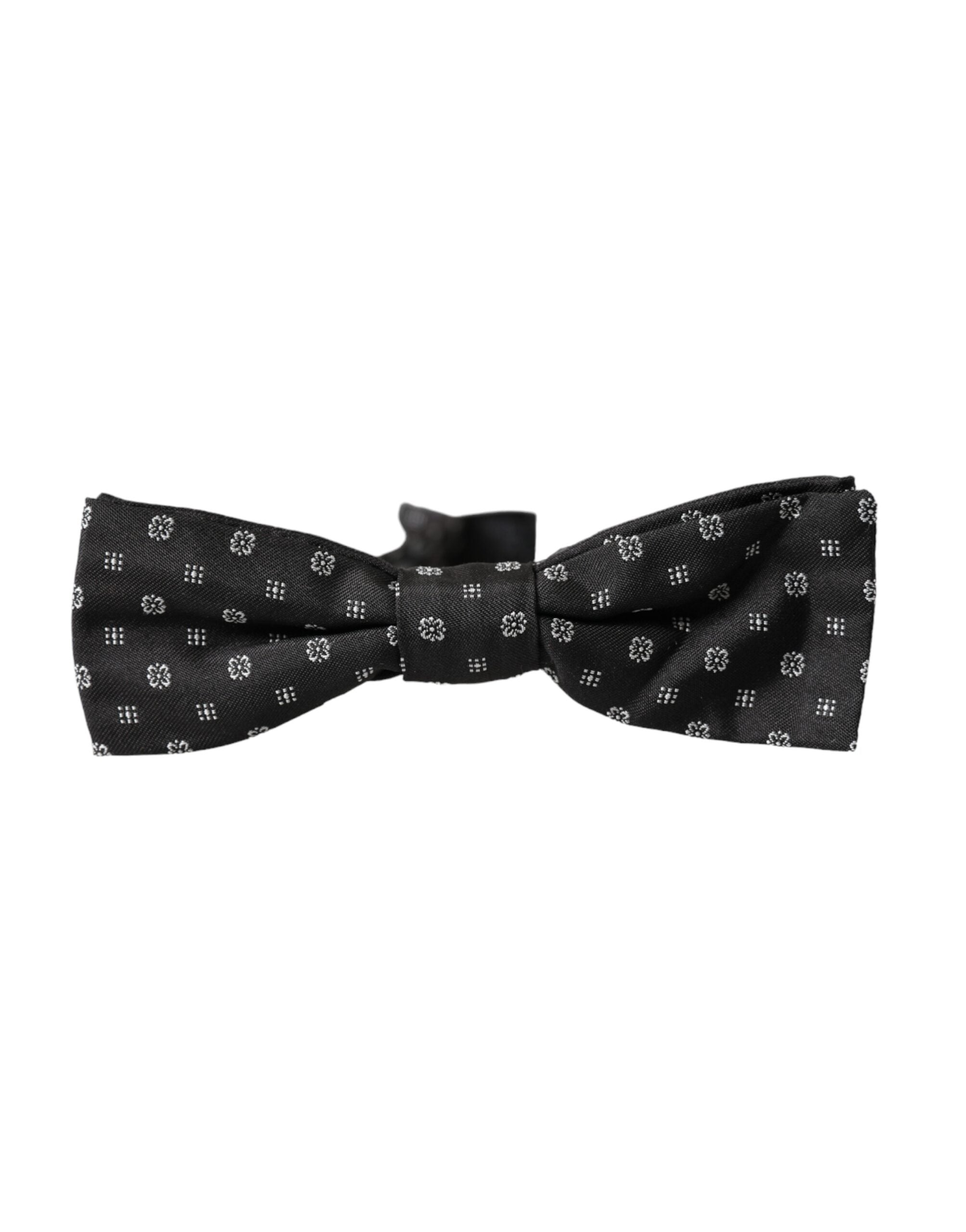 Dolce &amp; Gabbana Schwarze Seiden-Fantasie-Fliege mit verstellbarem Halsausschnitt für Herren Papillon