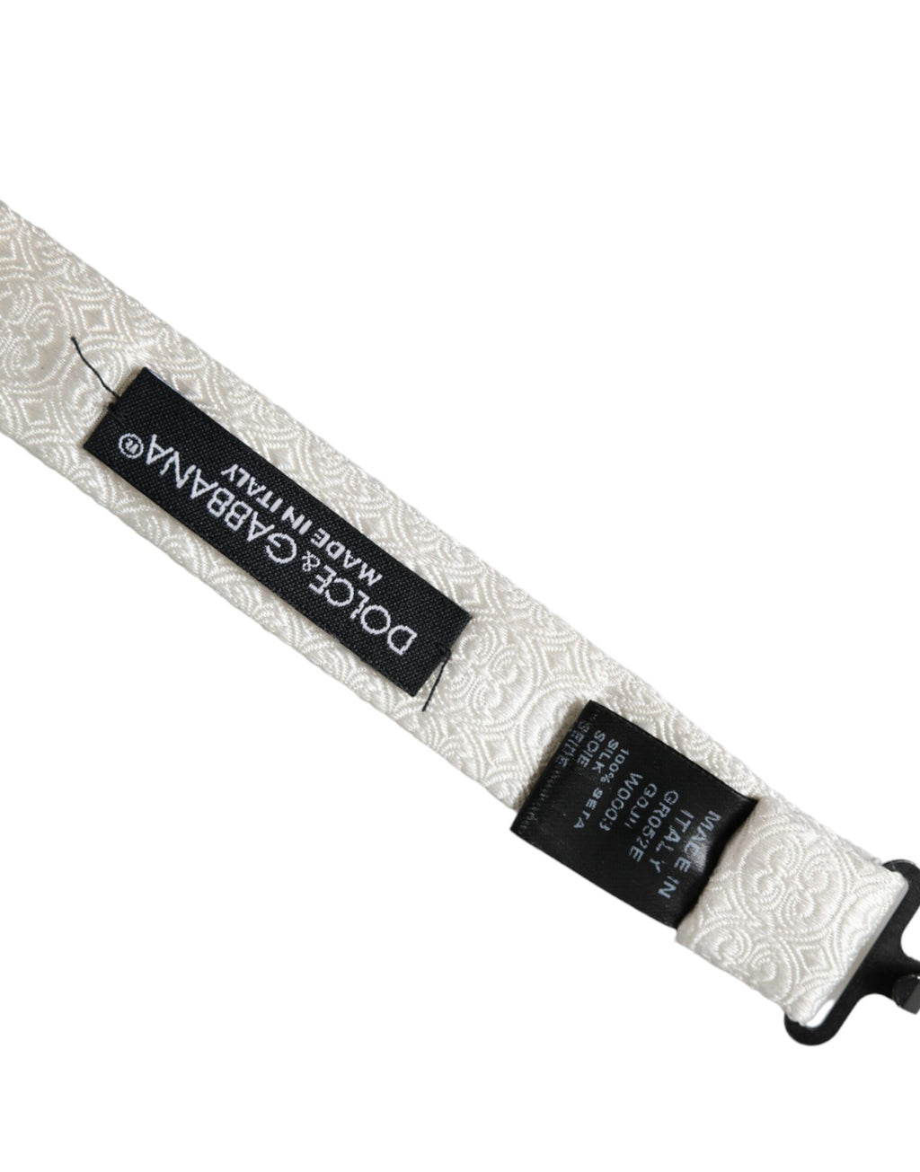Nœud papillon ajustable en soie blanche à motifs Dolce &amp; Gabbana pour homme