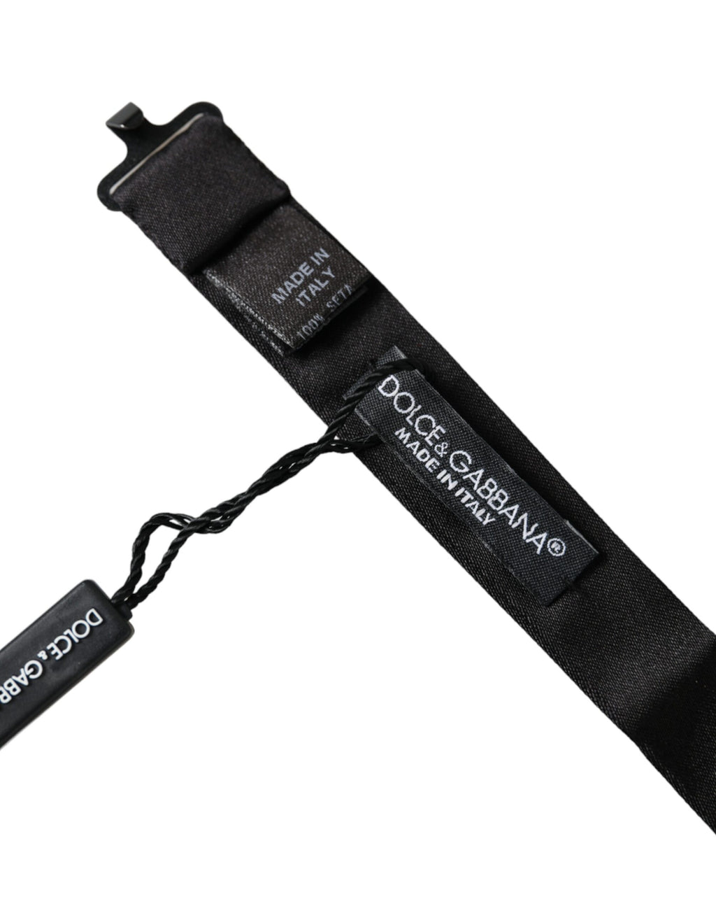 Dolce &amp; Gabbana Schwarze Herrenfliege aus Satinseide mit verstellbarem Hals