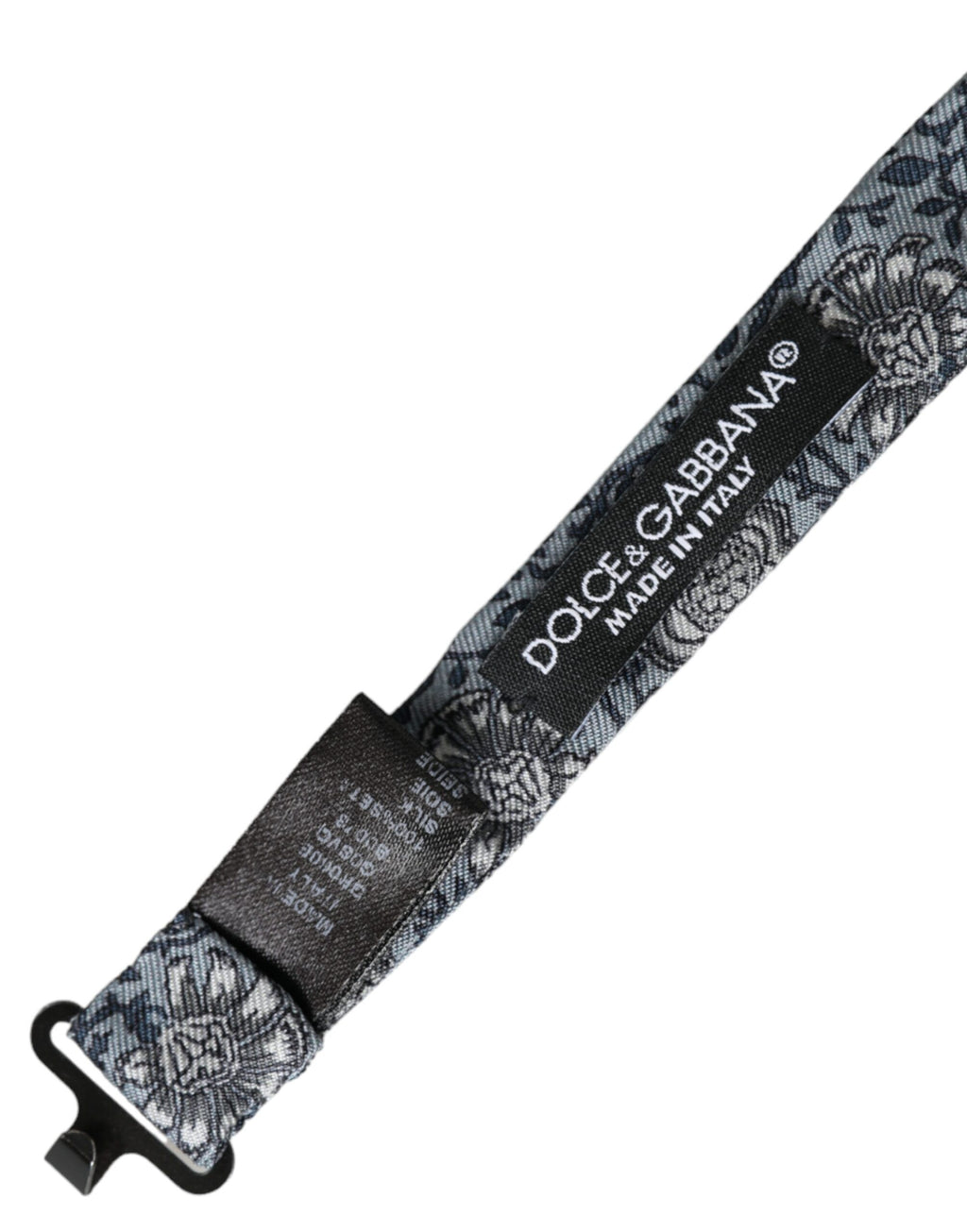 Nœud papillon ajustable en soie grise à motifs Dolce &amp; Gabbana pour homme