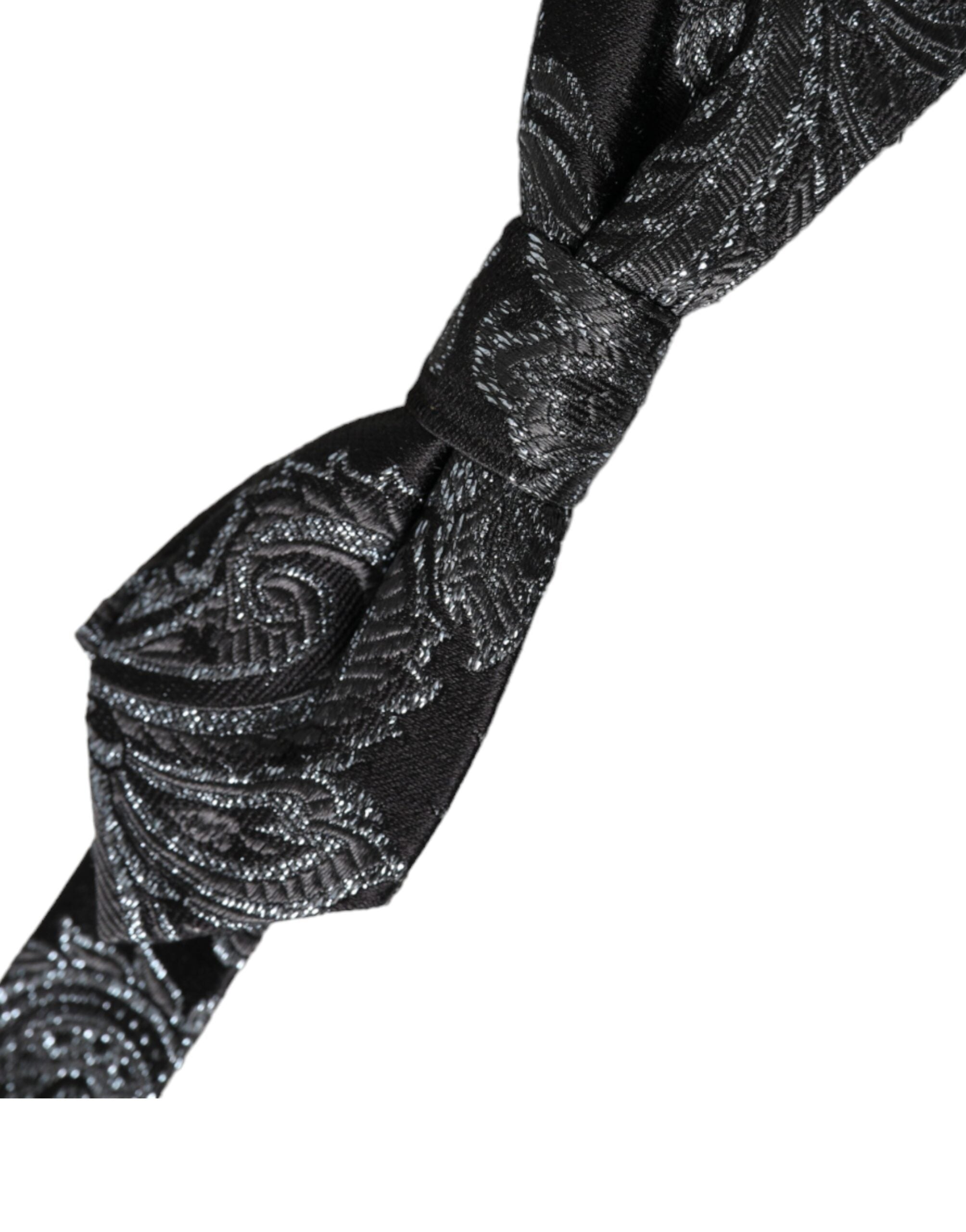 Dolce &amp; Gabbana – Schwarze Jacquard-Fliege aus Seide mit verstellbarem Halsausschnitt für Herren