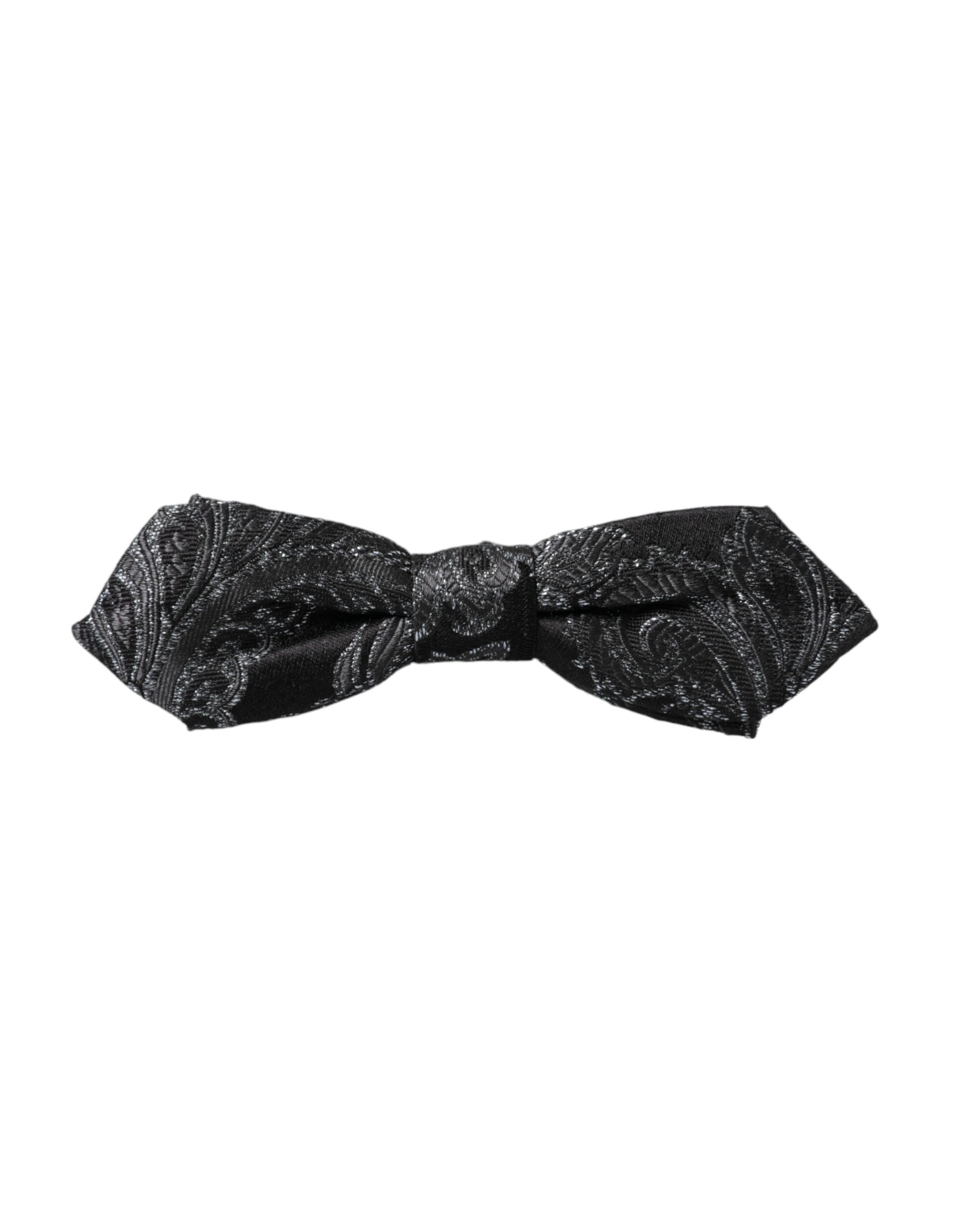 Dolce &amp; Gabbana – Schwarze Jacquard-Fliege aus Seide mit verstellbarem Halsausschnitt für Herren