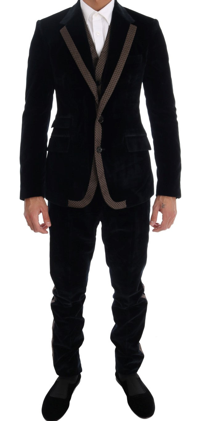 Dolce &amp; Gabbana Eleganter blauer dreiteiliger Slim Fit Anzug