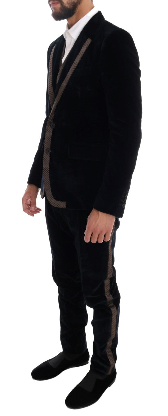 Dolce &amp; Gabbana Eleganter blauer dreiteiliger Slim Fit Anzug