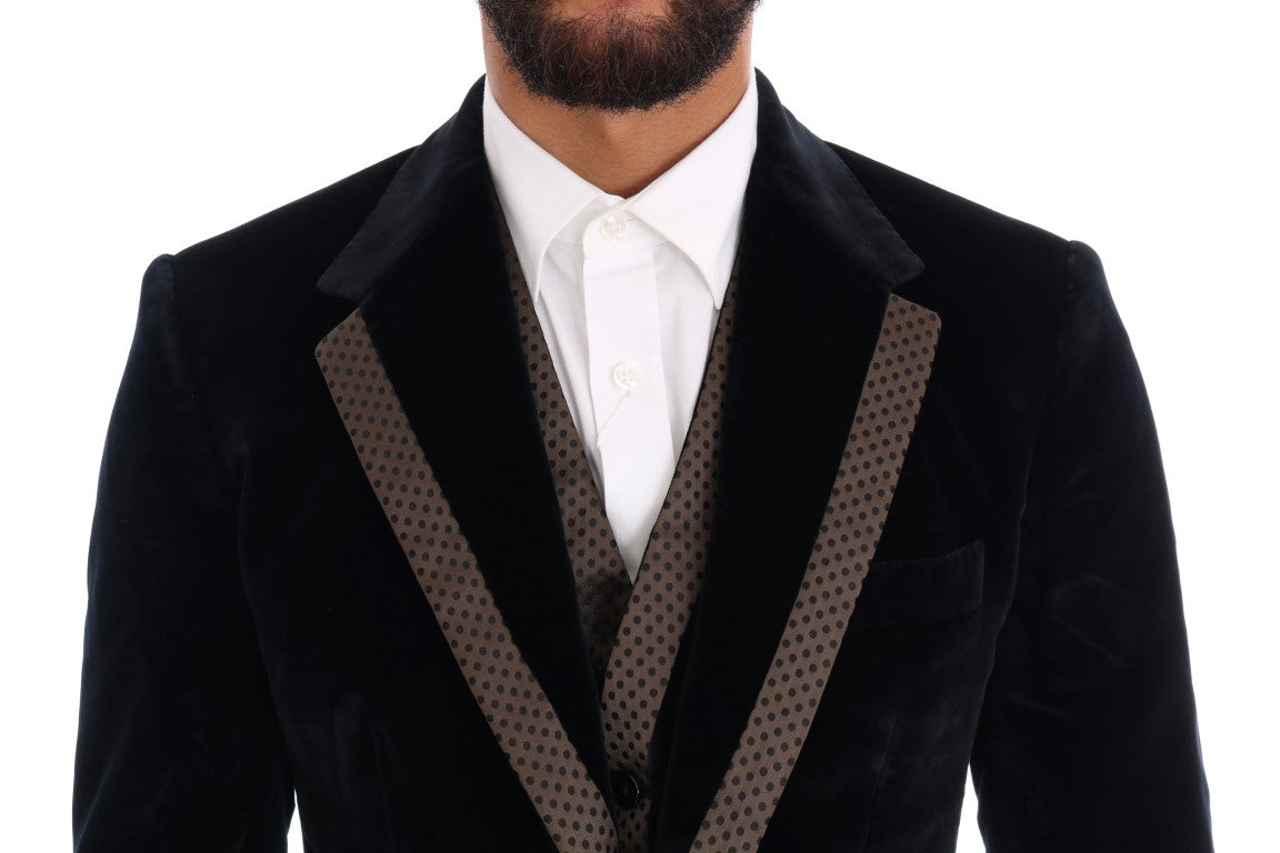 Dolce &amp; Gabbana Eleganter blauer dreiteiliger Slim Fit Anzug