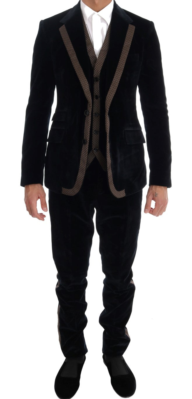 Dolce &amp; Gabbana Eleganter blauer dreiteiliger Slim Fit Anzug