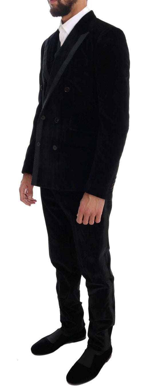 Dolce &amp; Gabbana Eleganter schwarzer dreiteiliger Slim Fit-Anzug