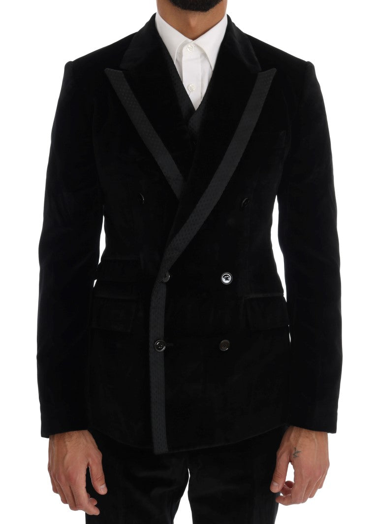 Dolce &amp; Gabbana Eleganter schwarzer dreiteiliger Slim Fit-Anzug
