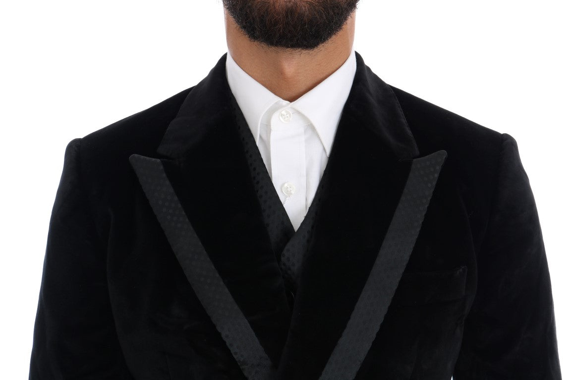 Dolce &amp; Gabbana Eleganter schwarzer dreiteiliger Slim Fit-Anzug