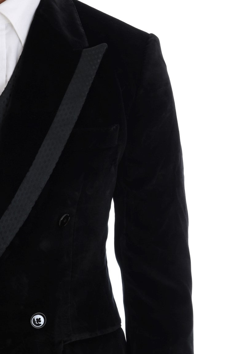 Dolce &amp; Gabbana Eleganter schwarzer dreiteiliger Slim Fit-Anzug