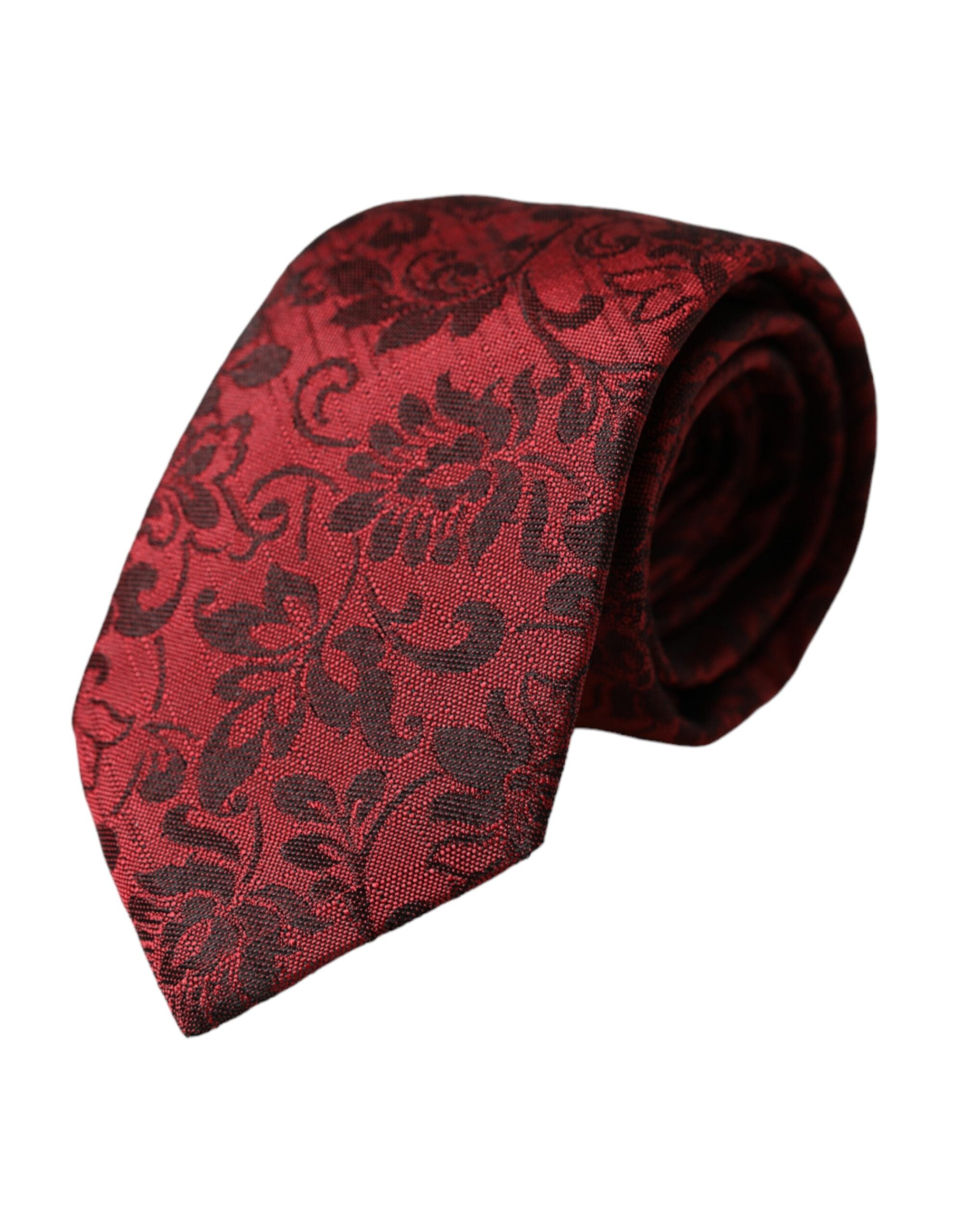 Dolce &amp; Gabbana Rote, florale Seidenbrokat-Krawatte für Herren