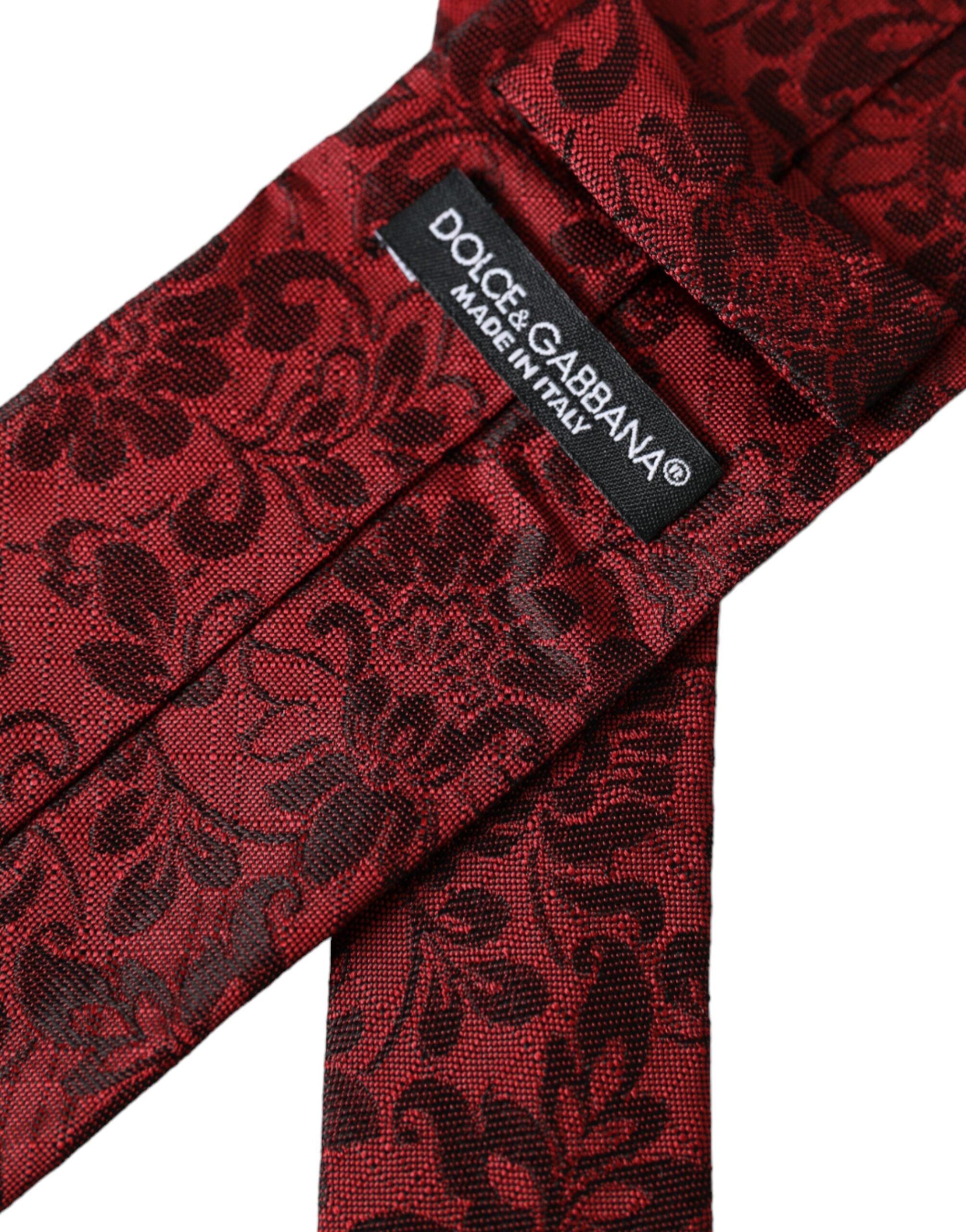 Dolce &amp; Gabbana Rote, florale Seidenbrokat-Krawatte für Herren