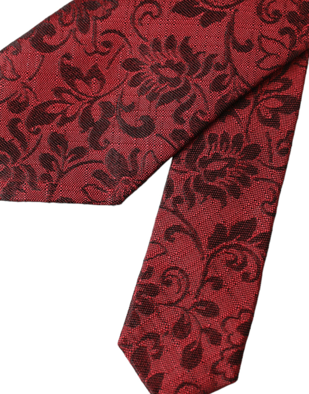 Cravate ajustable en soie brocart floral rouge Dolce &amp; Gabbana pour homme