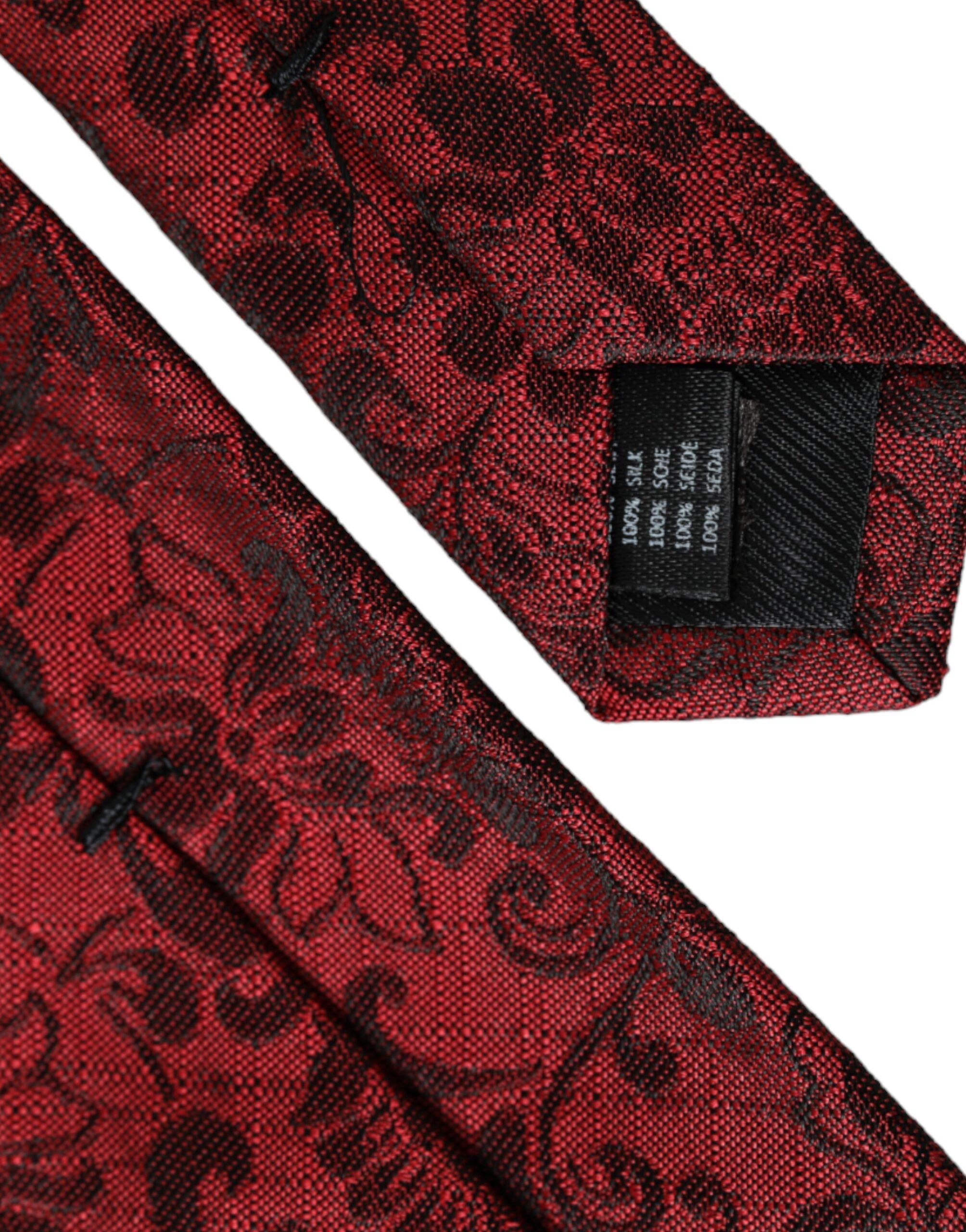 Dolce &amp; Gabbana Rote, florale Seidenbrokat-Krawatte für Herren