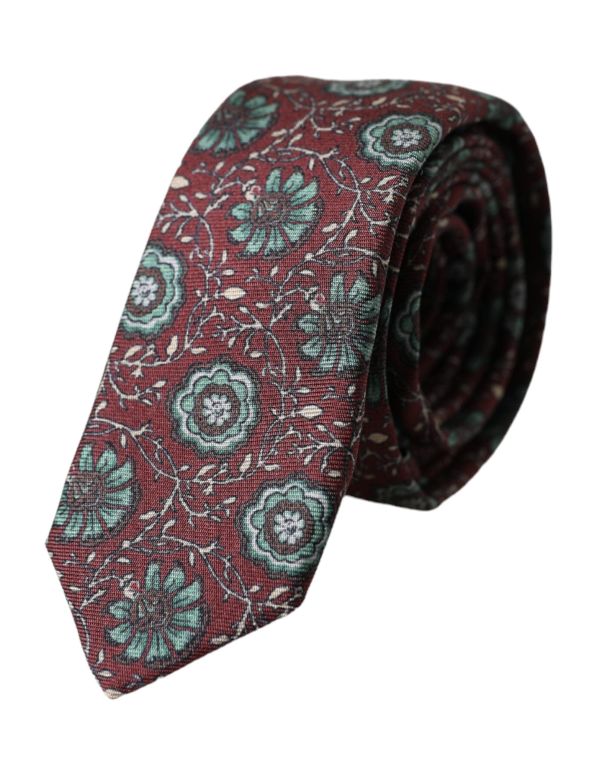 Dolce &amp; Gabbana – Verstellbare Herrenkrawatte aus 100 % Seide mit Blumenmuster in Kastanienbraun