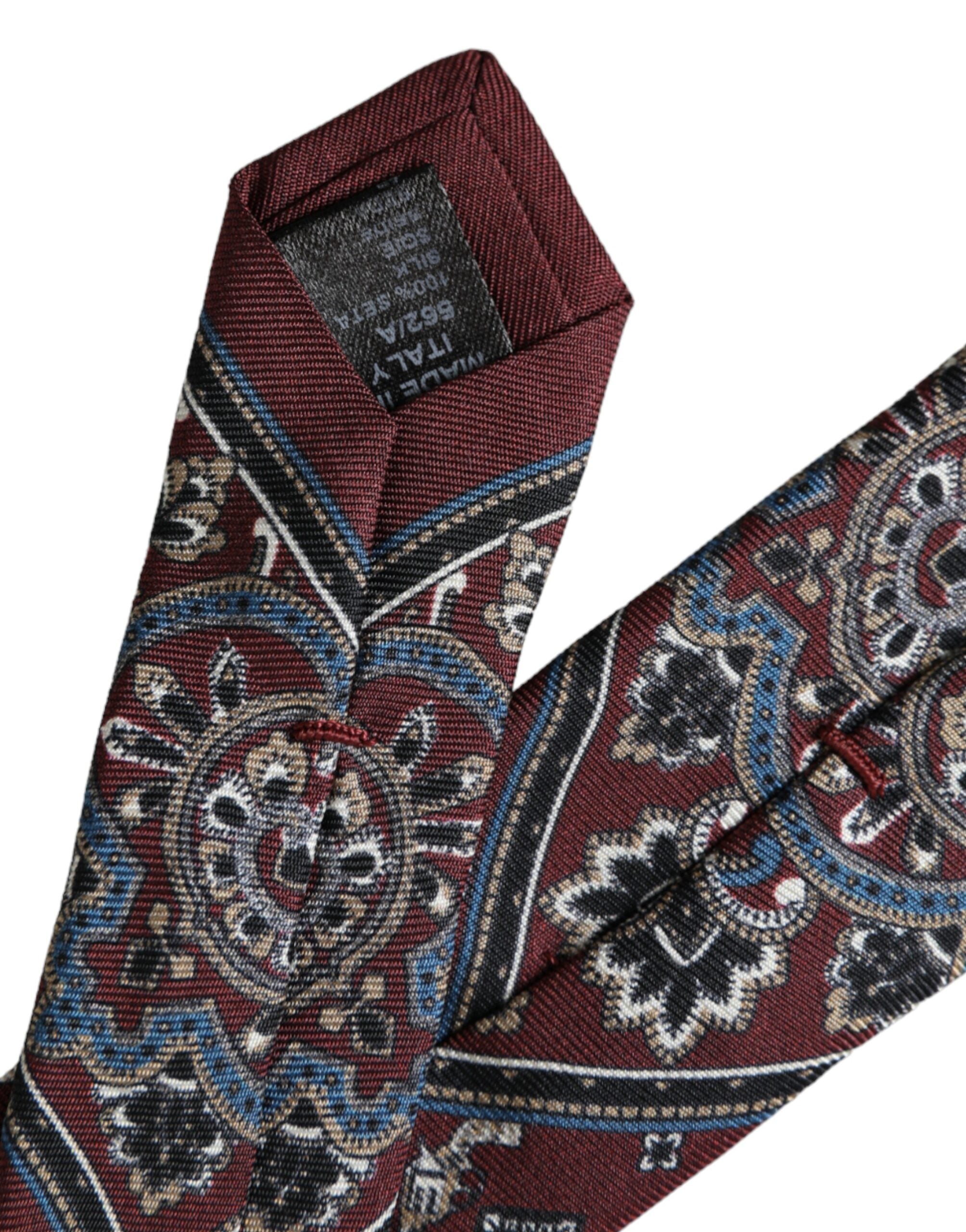 Dolce &amp; Gabbana – Bordeauxfarbene, bedruckte, verstellbare Herrenkrawatte aus 100 % Seide