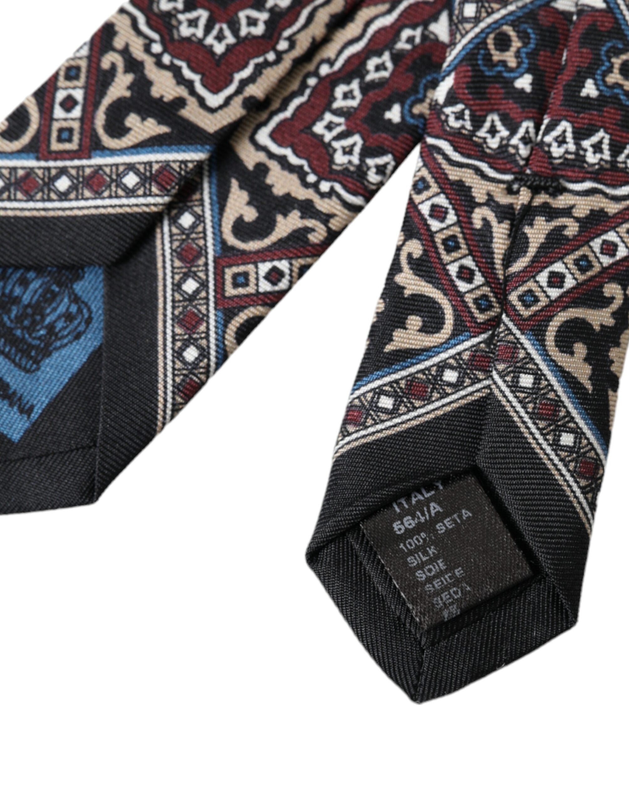 Dolce &amp; Gabbana – Verstellbare Herrenkrawatte aus 100 % Seide mit Aufdruck in Schwarz