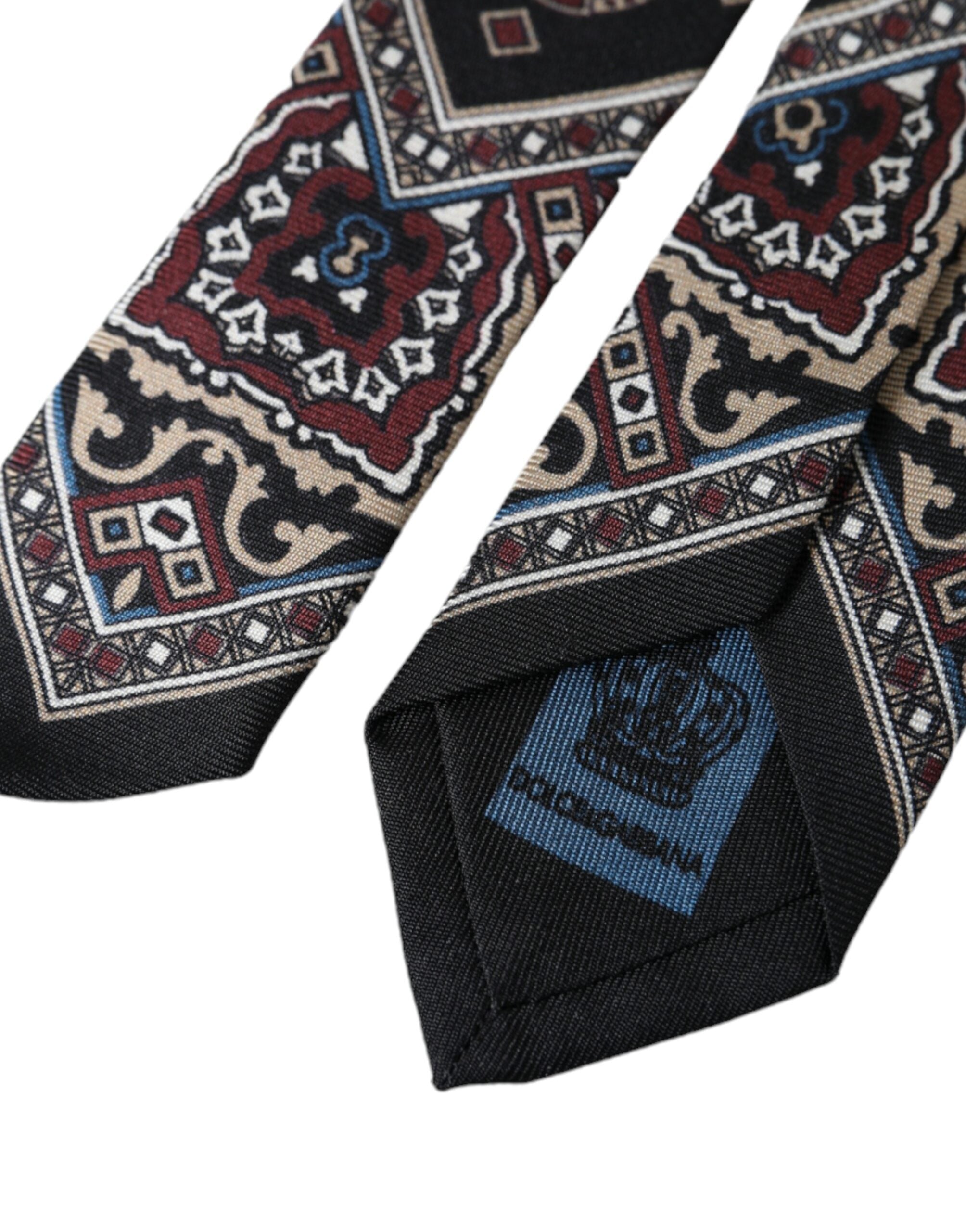 Dolce &amp; Gabbana – Verstellbare Herrenkrawatte aus 100 % Seide mit Aufdruck in Schwarz