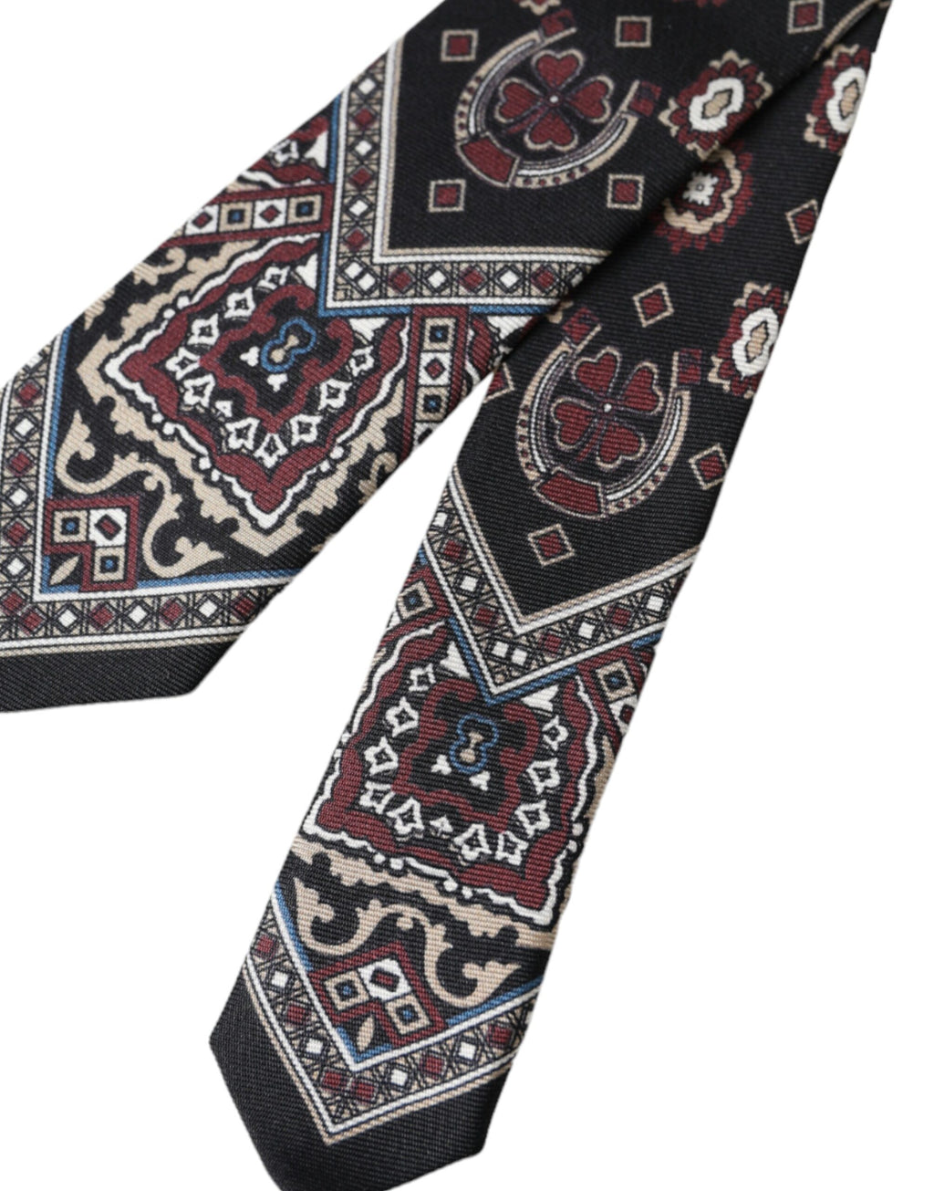 Dolce &amp; Gabbana – Verstellbare Herrenkrawatte aus 100 % Seide mit Aufdruck in Schwarz