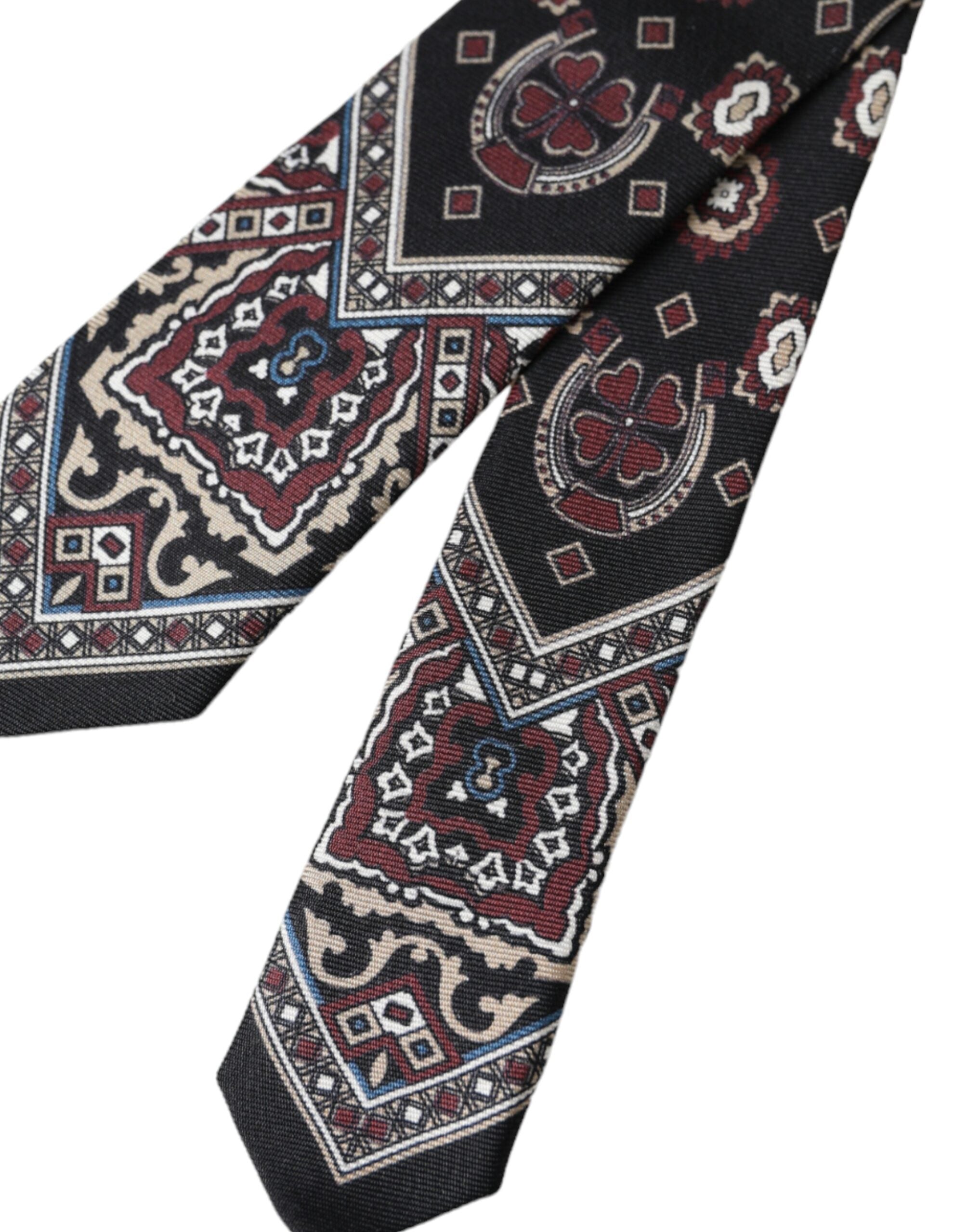 Dolce &amp; Gabbana – Verstellbare Herrenkrawatte aus 100 % Seide mit Aufdruck in Schwarz