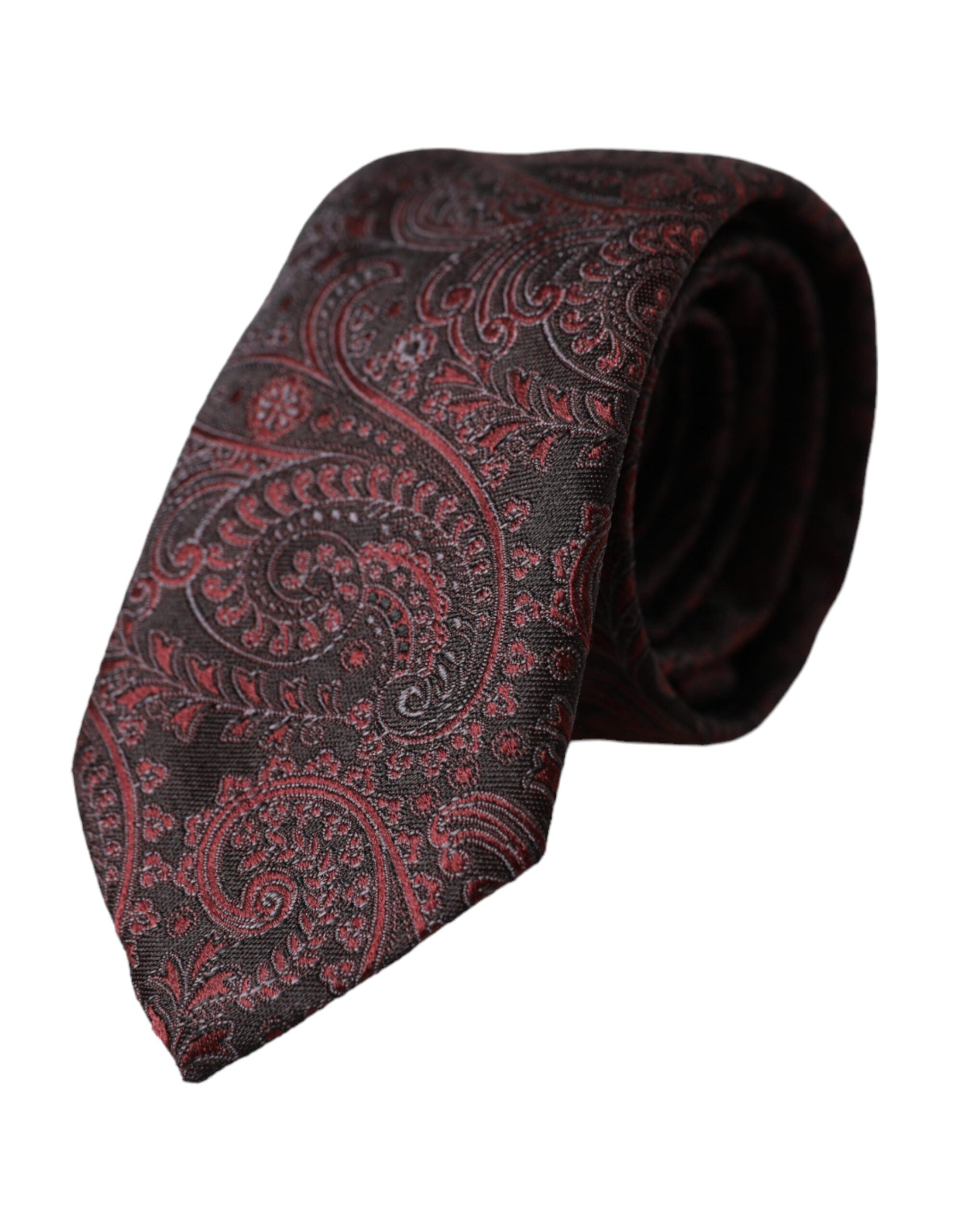 Dolce &amp; Gabbana Bordeaux gemusterte verstellbare Seidenkrawatte für Herren
