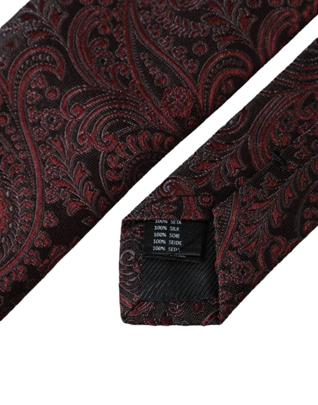 Dolce &amp; Gabbana Bordeaux gemusterte verstellbare Seidenkrawatte für Herren
