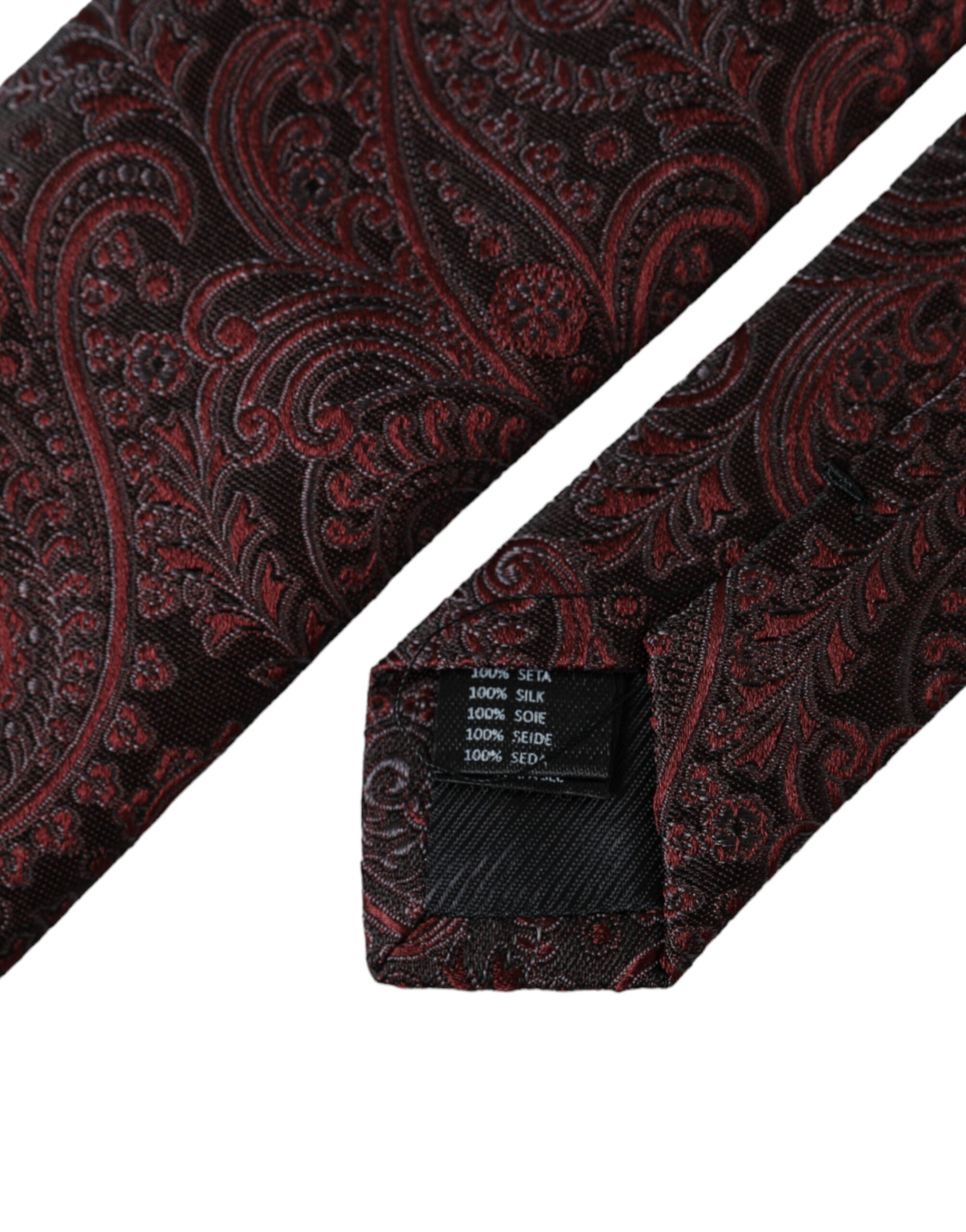 Dolce &amp; Gabbana Bordeaux gemusterte verstellbare Seidenkrawatte für Herren