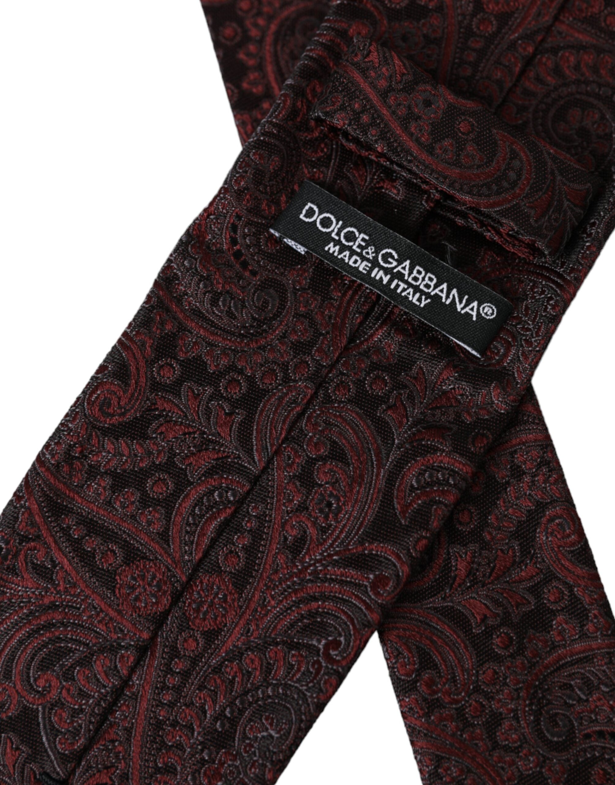Dolce &amp; Gabbana Bordeaux gemusterte verstellbare Seidenkrawatte für Herren