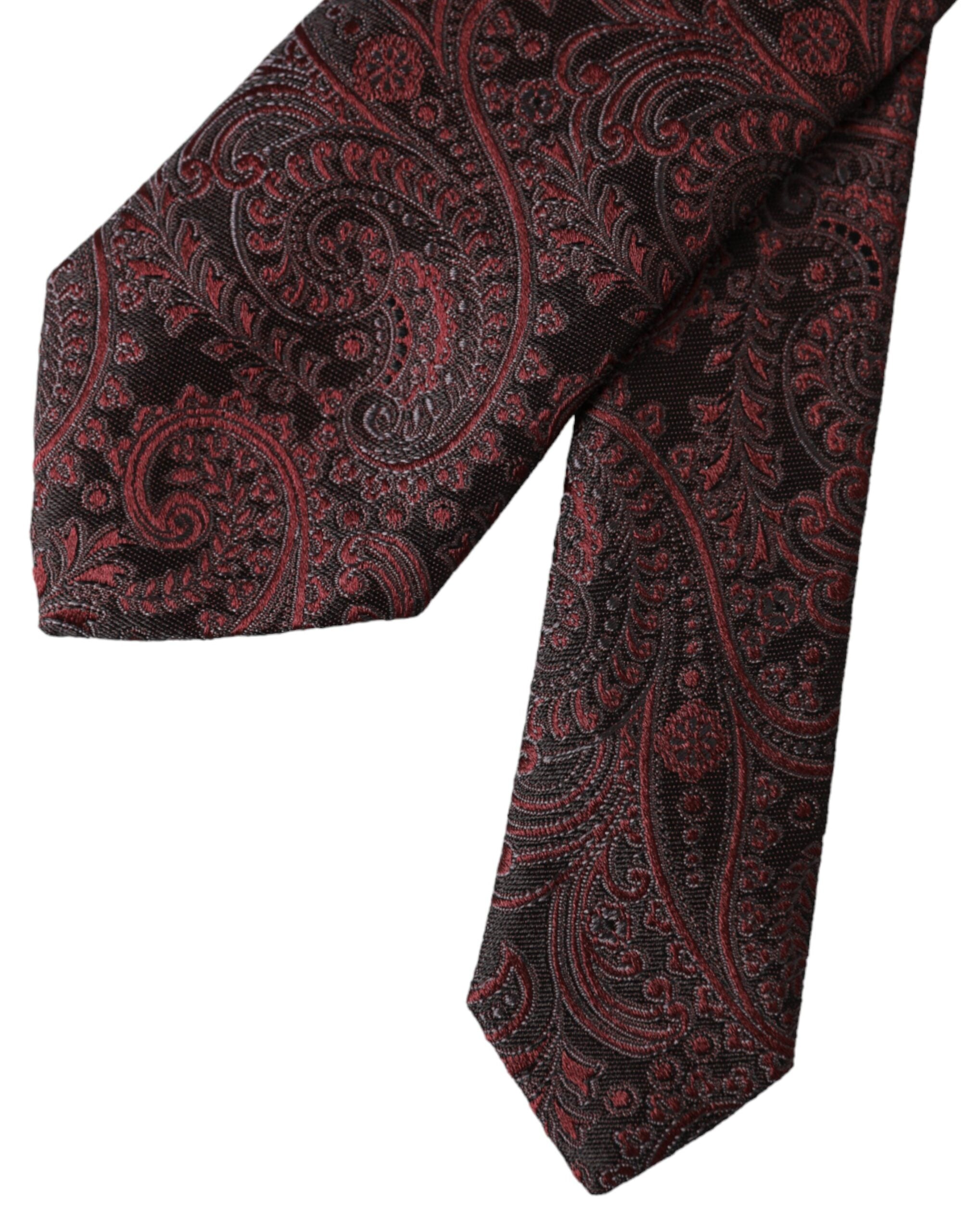 Dolce &amp; Gabbana Bordeaux gemusterte verstellbare Seidenkrawatte für Herren