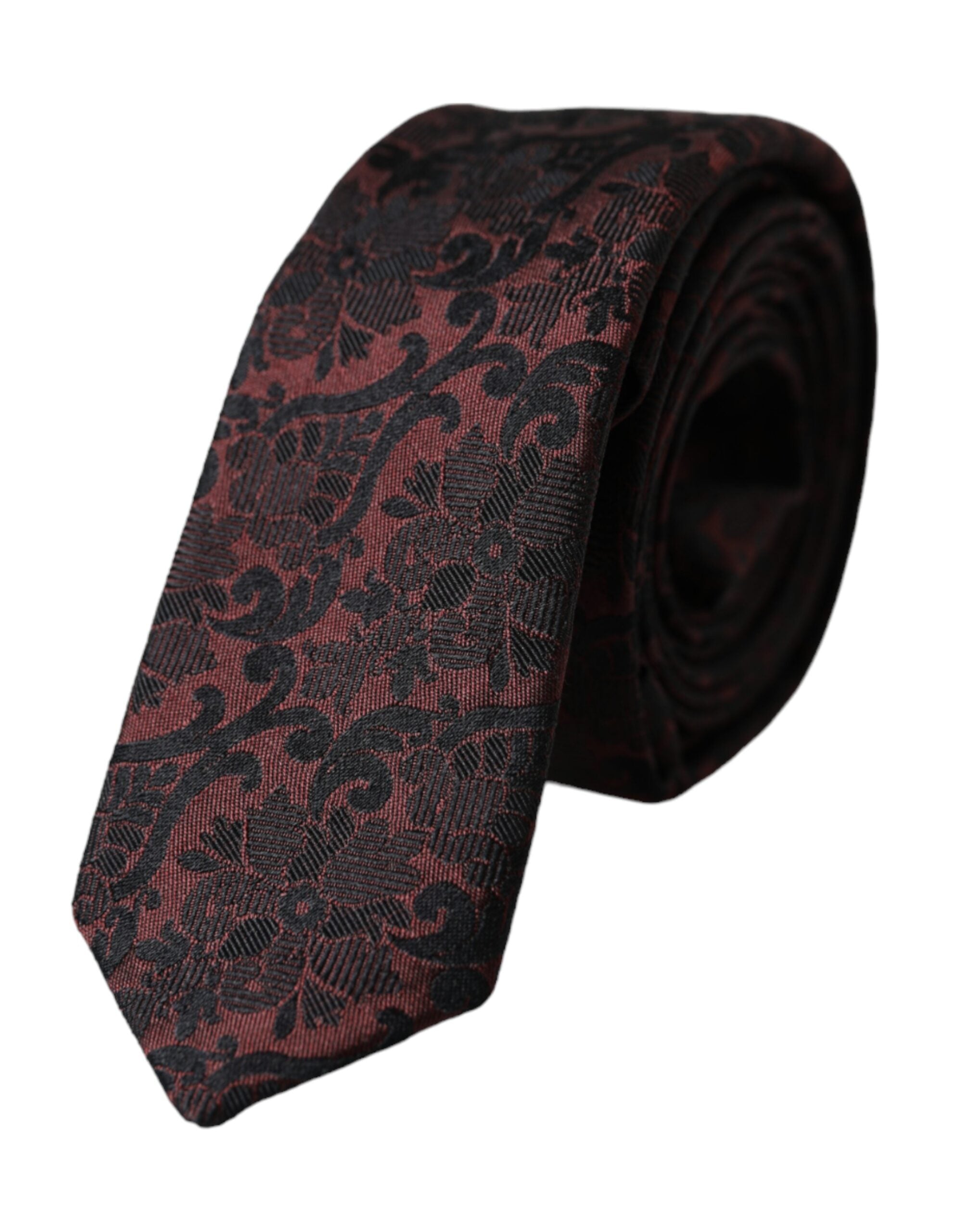 Dolce &amp; Gabbana – Verstellbare Seidenkrawatte mit Blumenmuster in Kastanienbraun