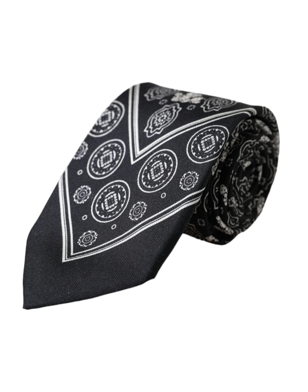 Cravate ajustable noire à motifs Dolce &amp; Gabbana 100 % soie