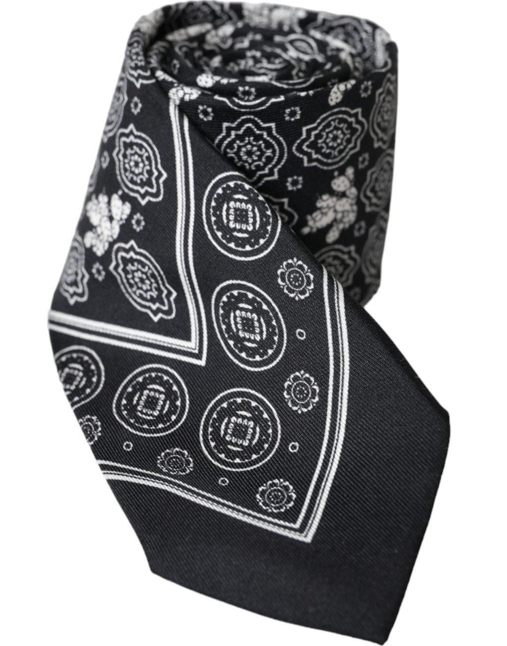 Cravate ajustable noire à motifs Dolce &amp; Gabbana 100 % soie
