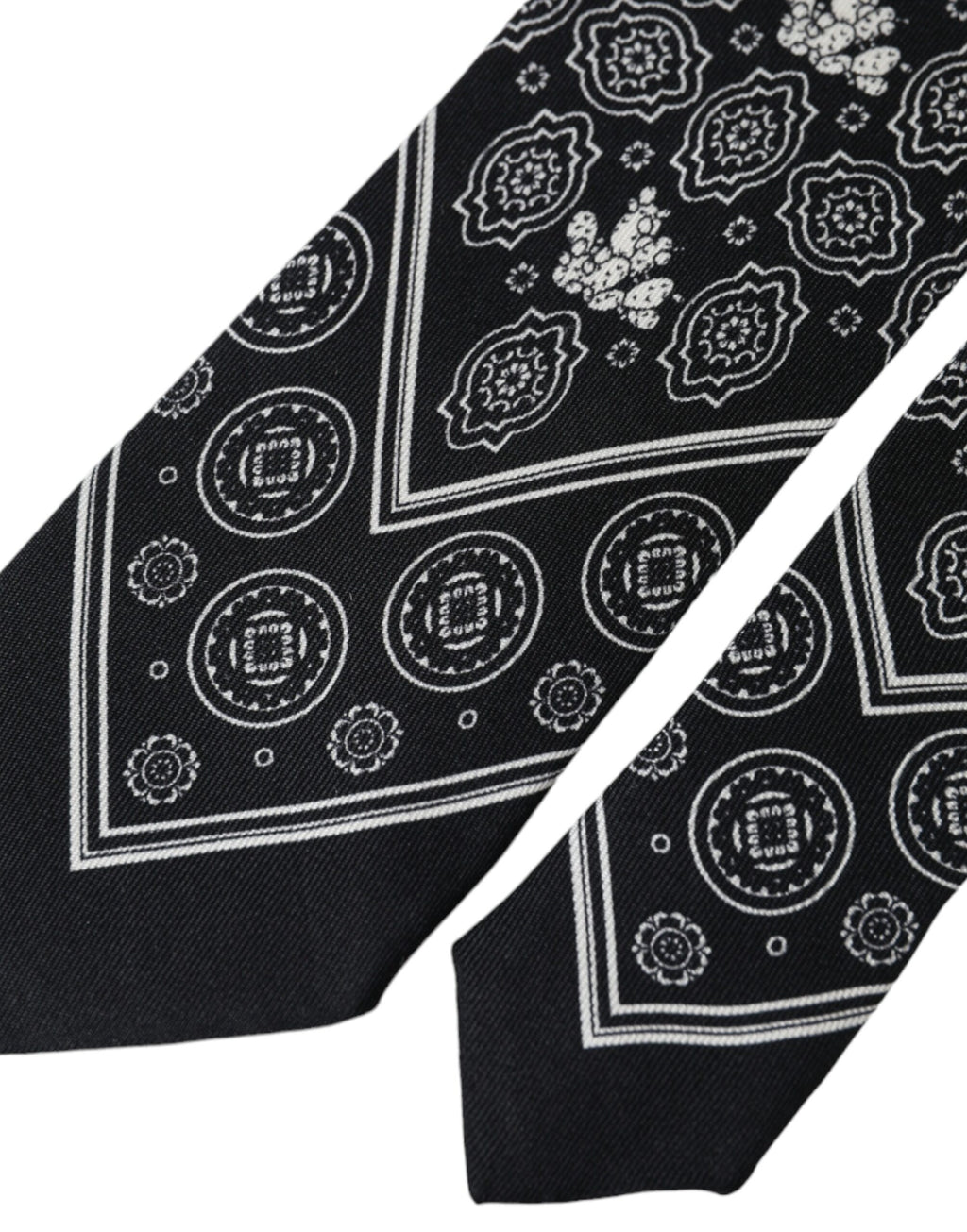 Cravate ajustable noire à motifs Dolce &amp; Gabbana 100 % soie