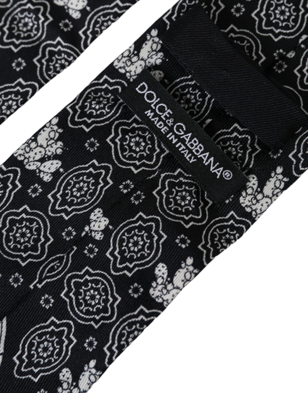 Cravate ajustable noire à motifs Dolce &amp; Gabbana 100 % soie