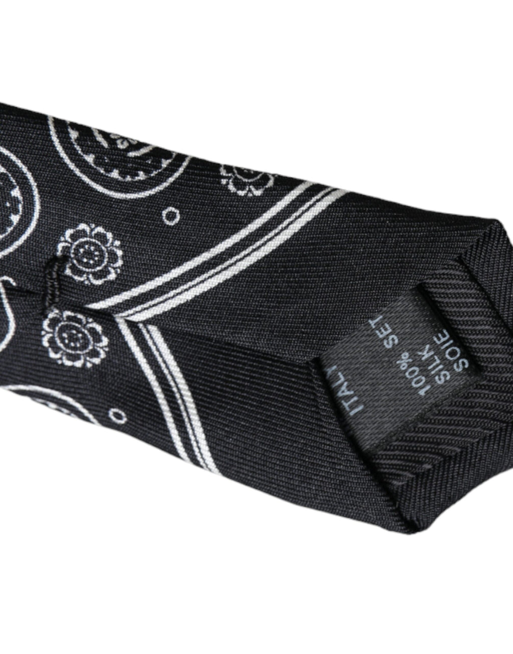 Cravate ajustable noire à motifs Dolce &amp; Gabbana 100 % soie
