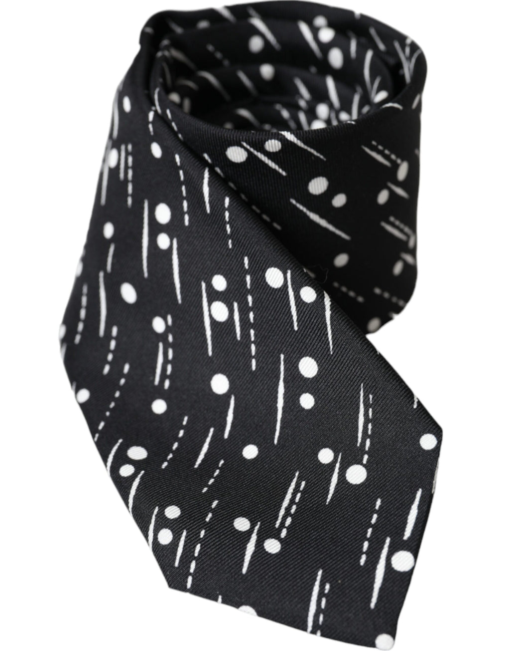 Cravate ajustable Dolce &amp; Gabbana en 100 % soie à pois noirs