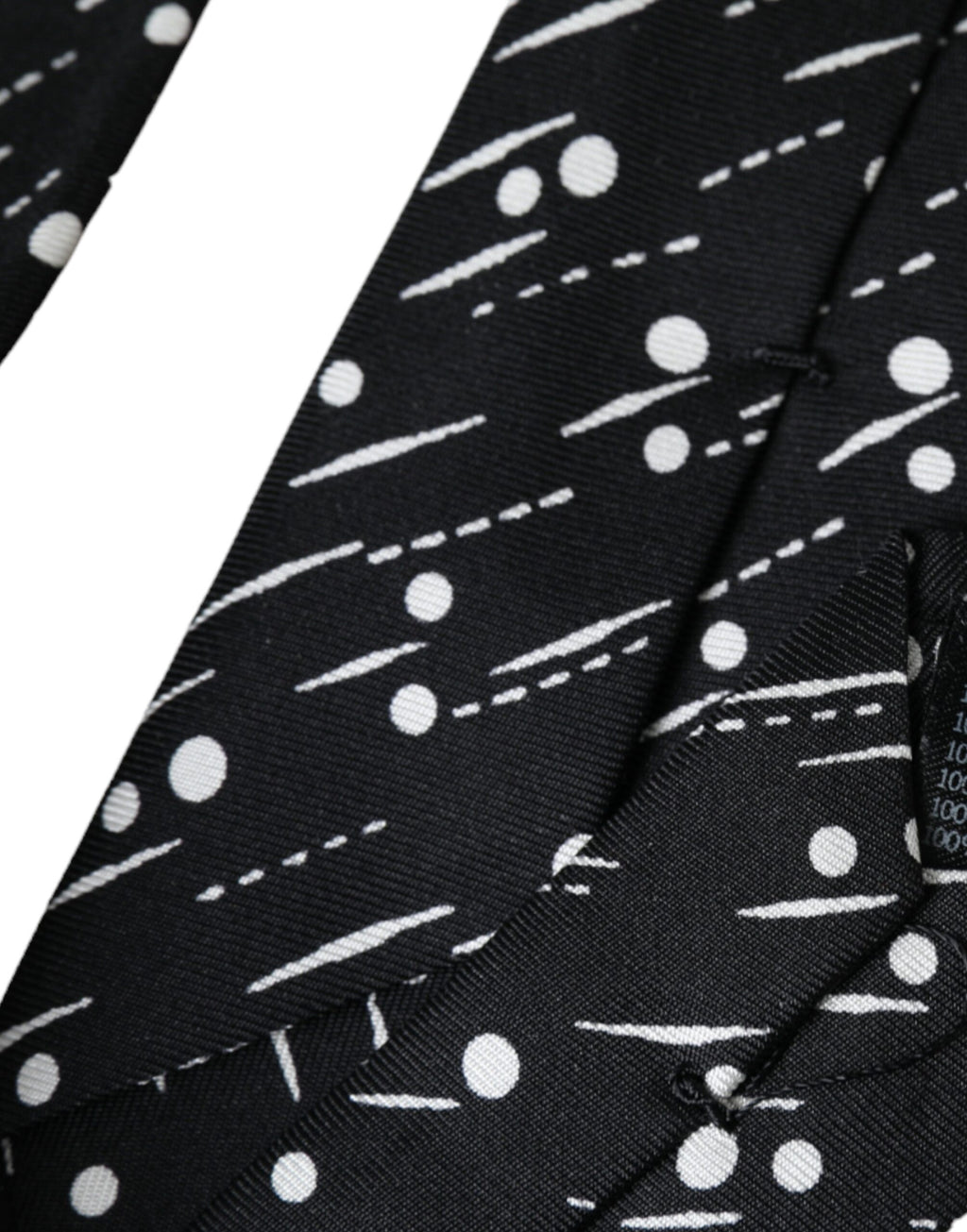 Cravate ajustable Dolce &amp; Gabbana en 100 % soie à pois noirs