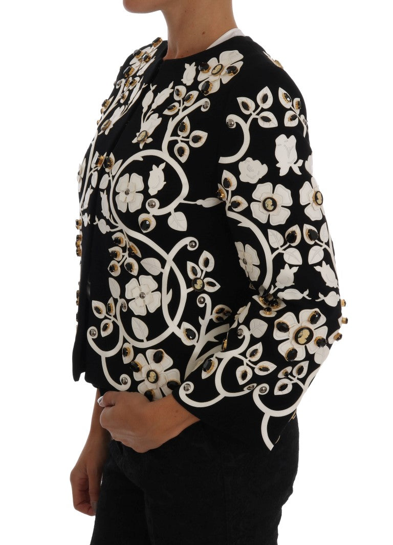 Dolce &amp; Gabbana Manteau en laine brodé de cristaux floraux
