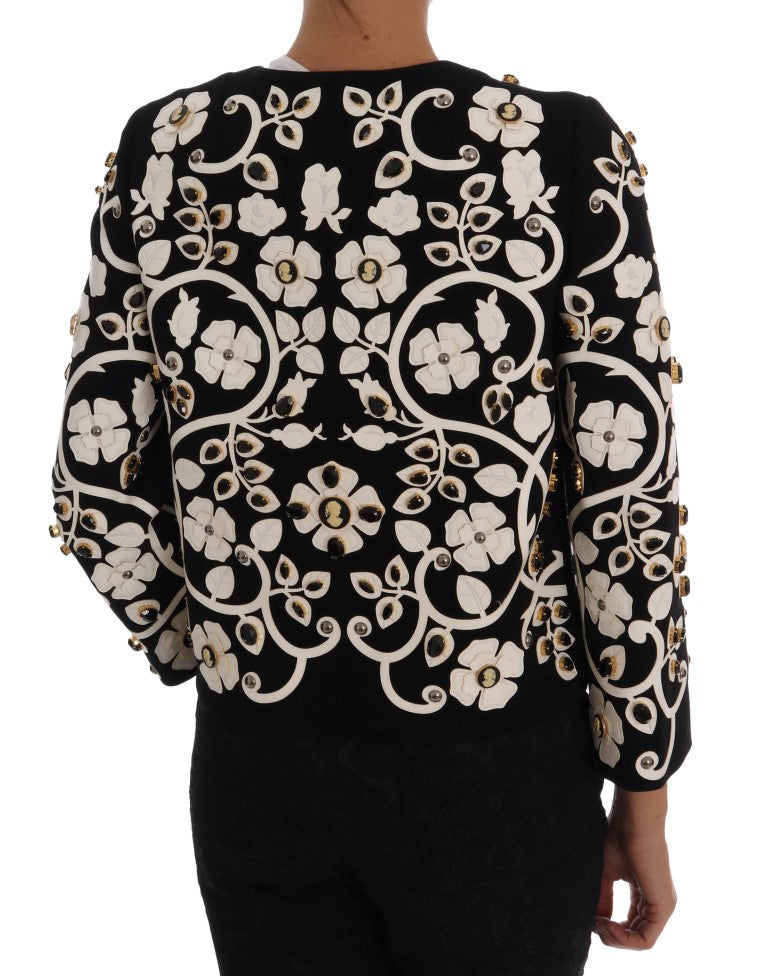Dolce &amp; Gabbana Manteau en laine brodé de cristaux floraux