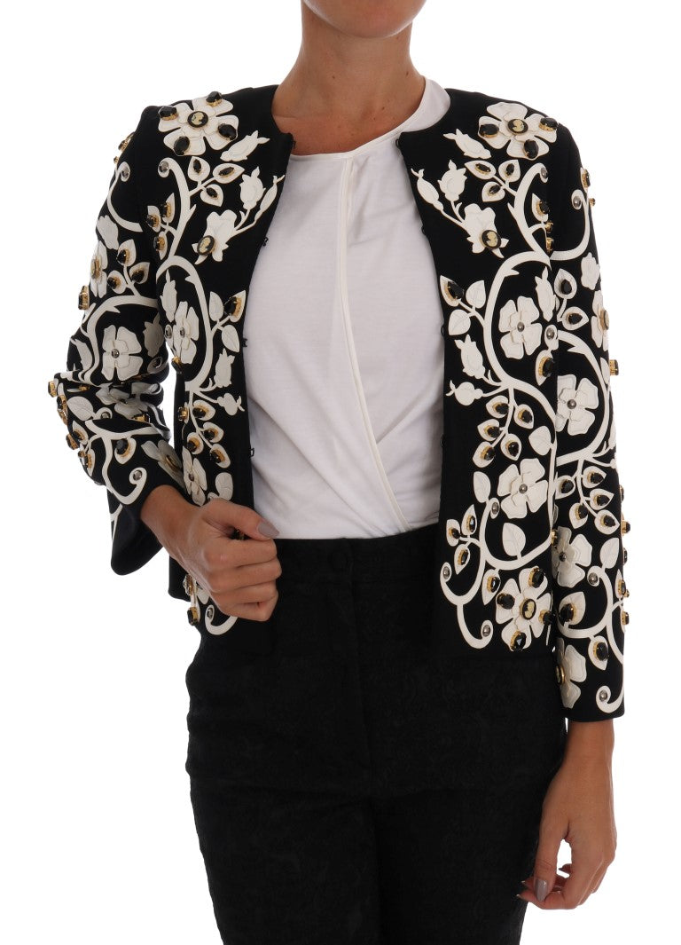 Dolce &amp; Gabbana Manteau en laine brodé de cristaux floraux