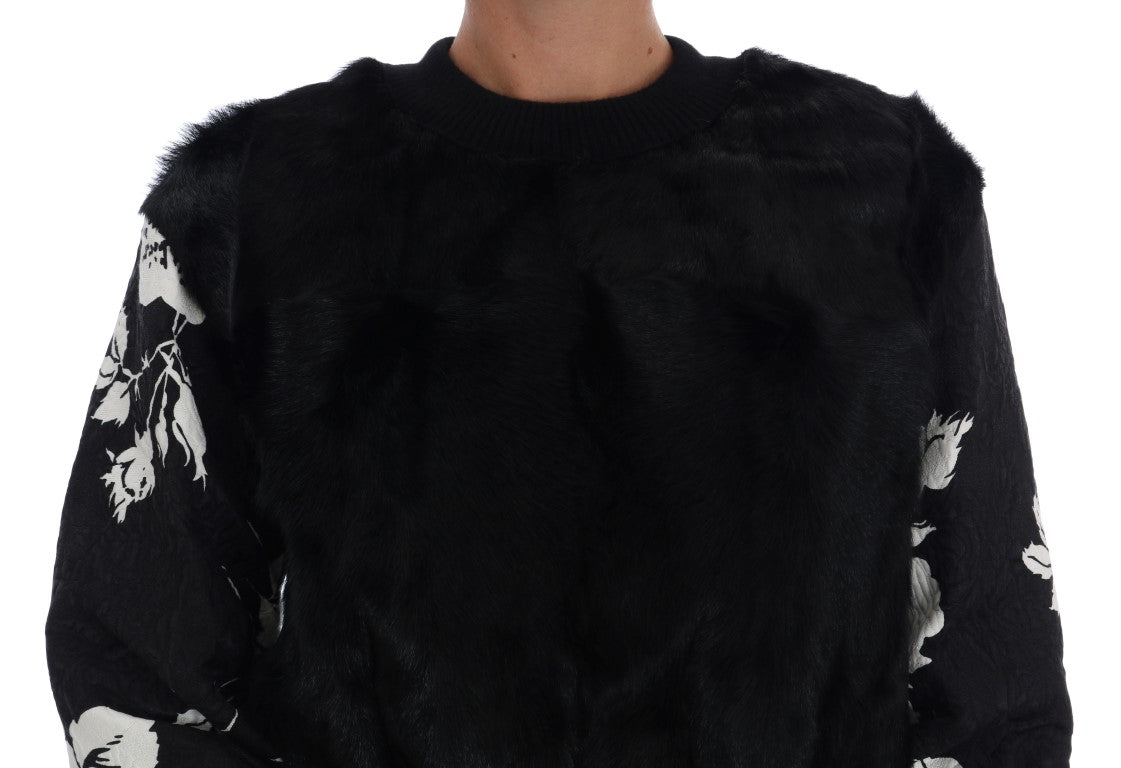 Dolce &amp; Gabbana – Schwarzer Pullover mit Blumenbrokat