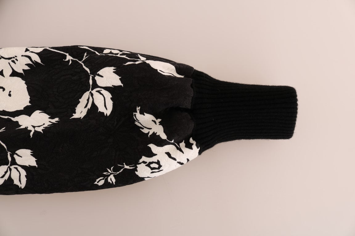 Dolce &amp; Gabbana – Schwarzer Pullover mit Blumenbrokat